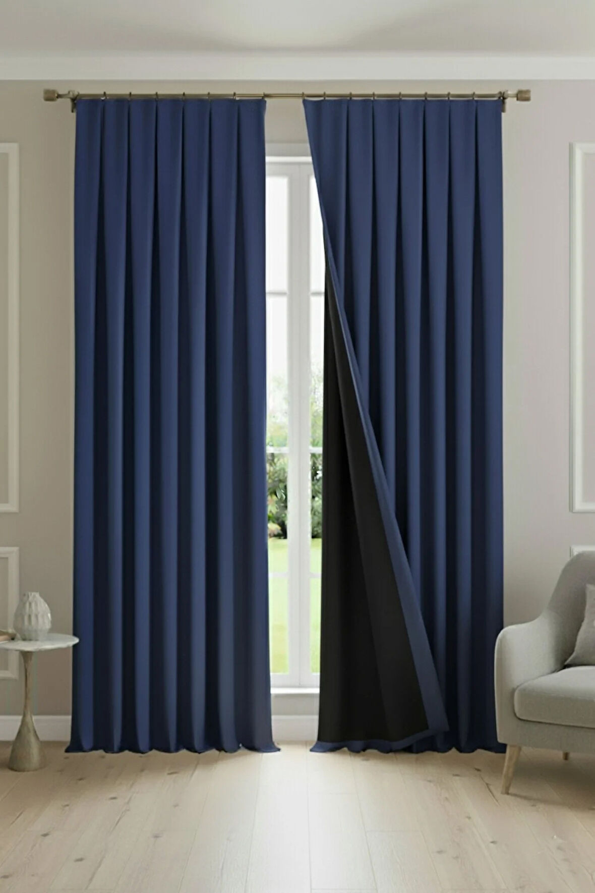 Buonasera Lacivert Pilesiz Işık Geçirmez Astarlı Fon Perde %100 Karartma + Soğuk ve Sıcak Yalıtımı