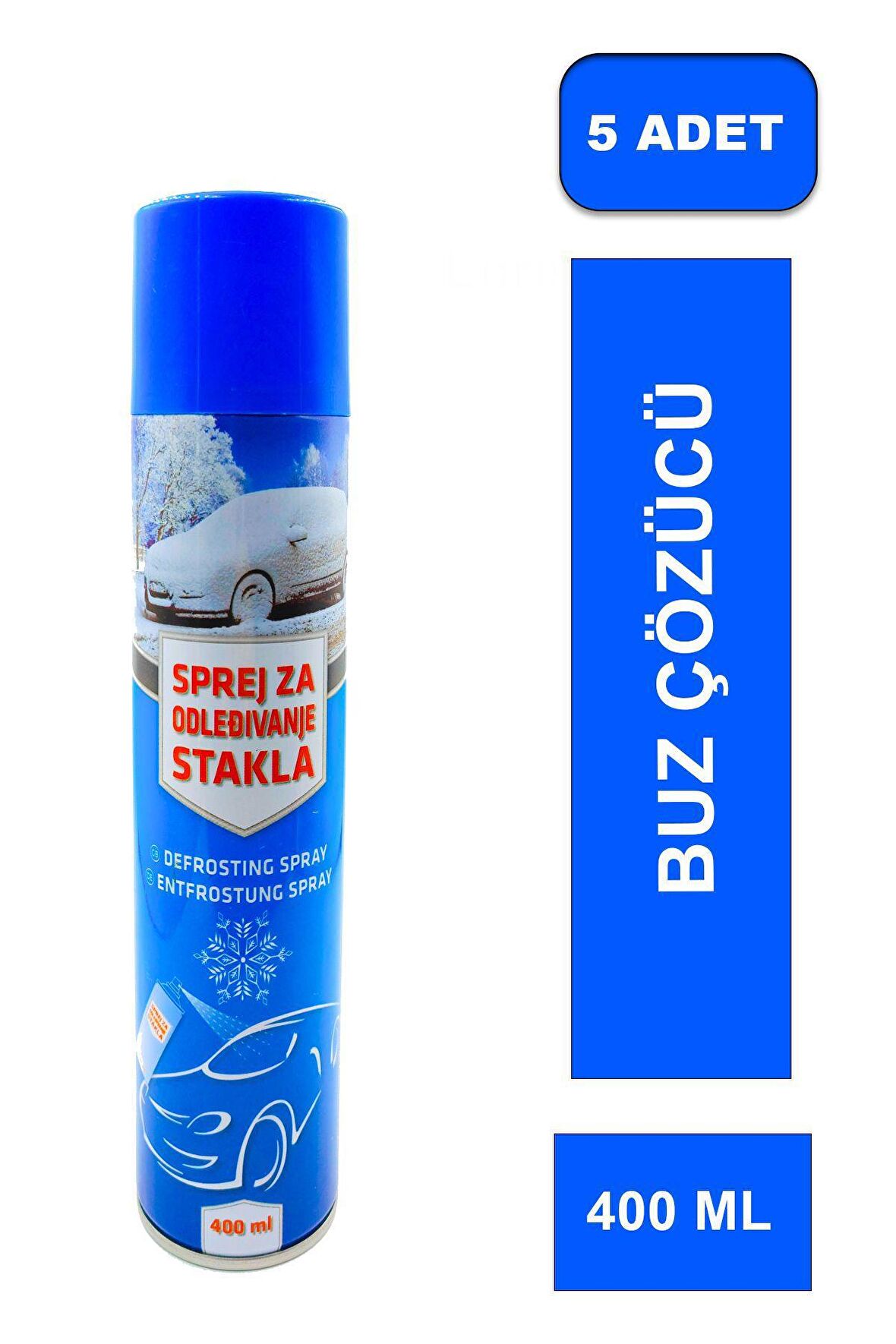 Buz Çözücü Sprey 400 ml 5 adet Oto Cam Buz Çözücü & Buzlanma Önleyici