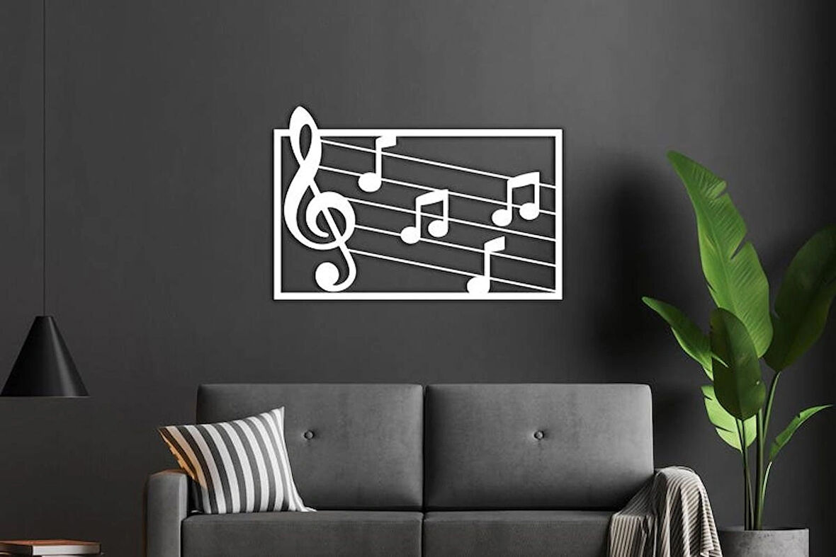 Beyaz Müzik Nota Dekoratif duvar tablo 