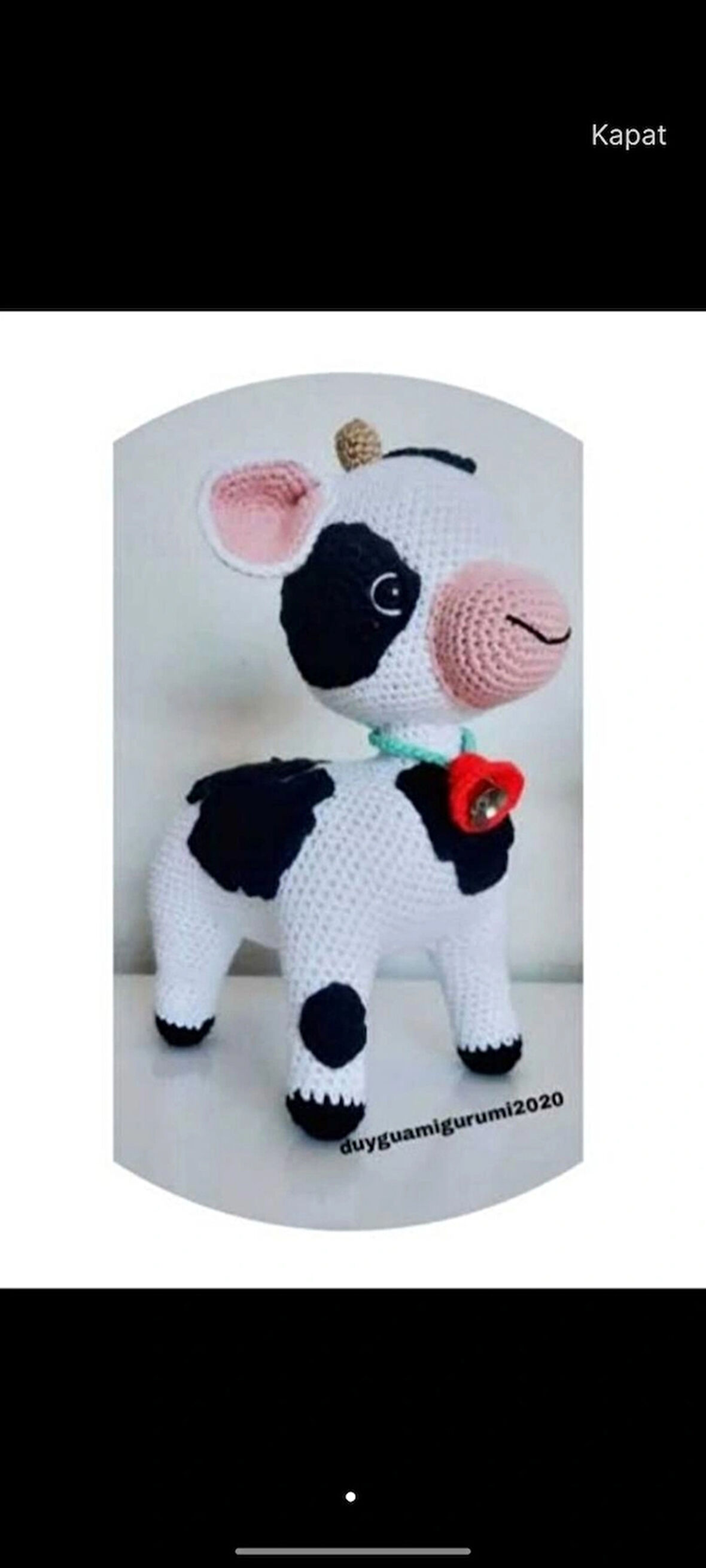 Amigurumi inek örme inek oyuncak buzu 25 cm