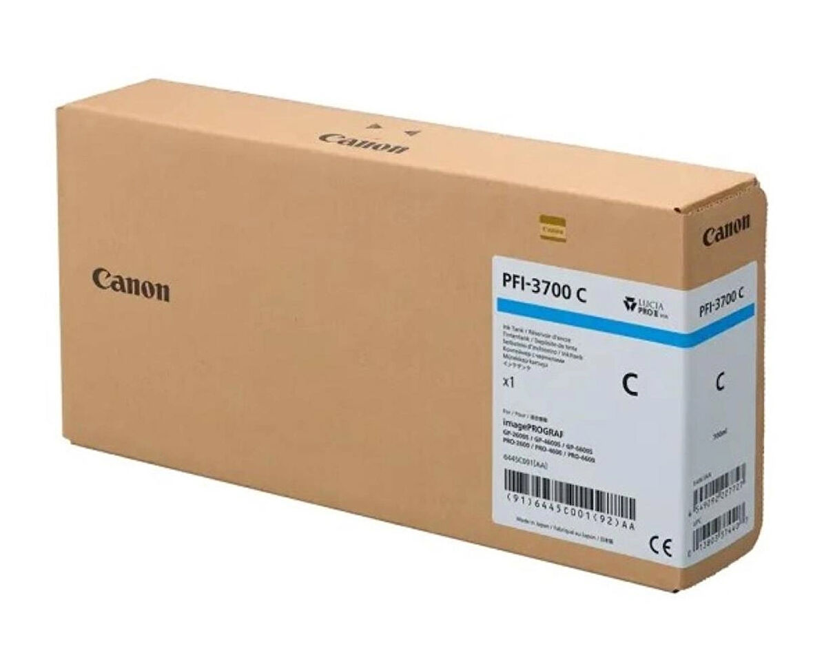 Canon PFI-3700 C (Cyan) Mavi Orijinal Mürekkep Kartuş 700 ml. (6445C001)