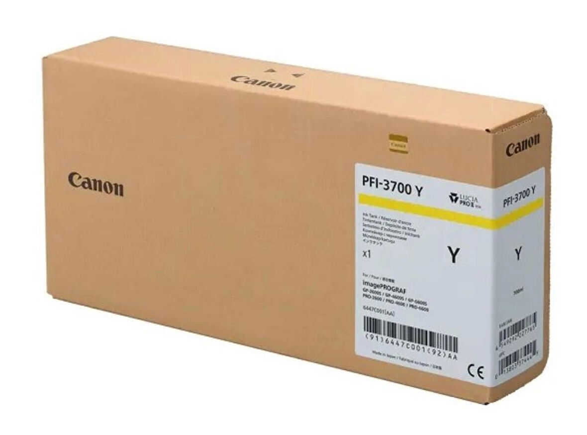Canon PFI-3700 Y (Yellow) Sarı Orijinal Mürekkep Kartuş 700 ml. (6447C001)