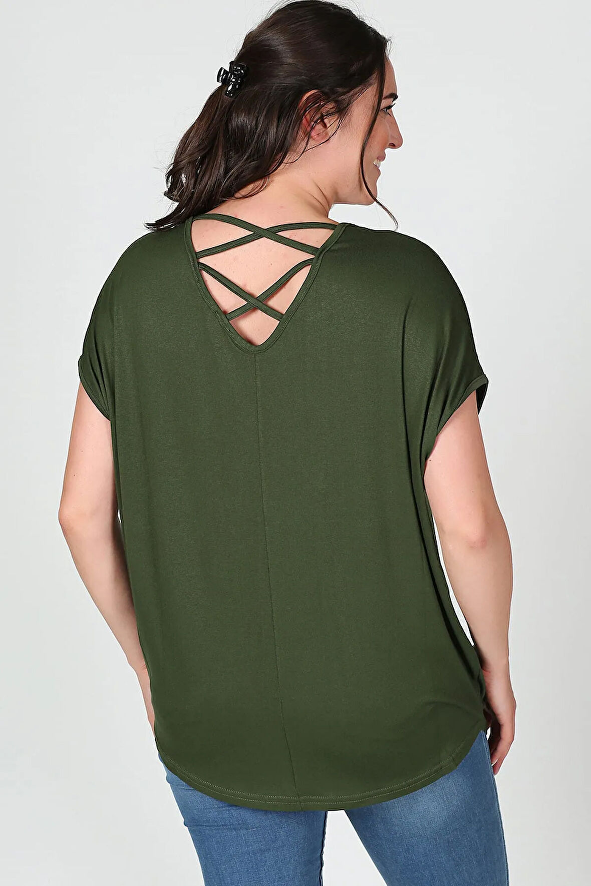 Kadın Sırt Çapraz Kısa Kol Bluz M9145