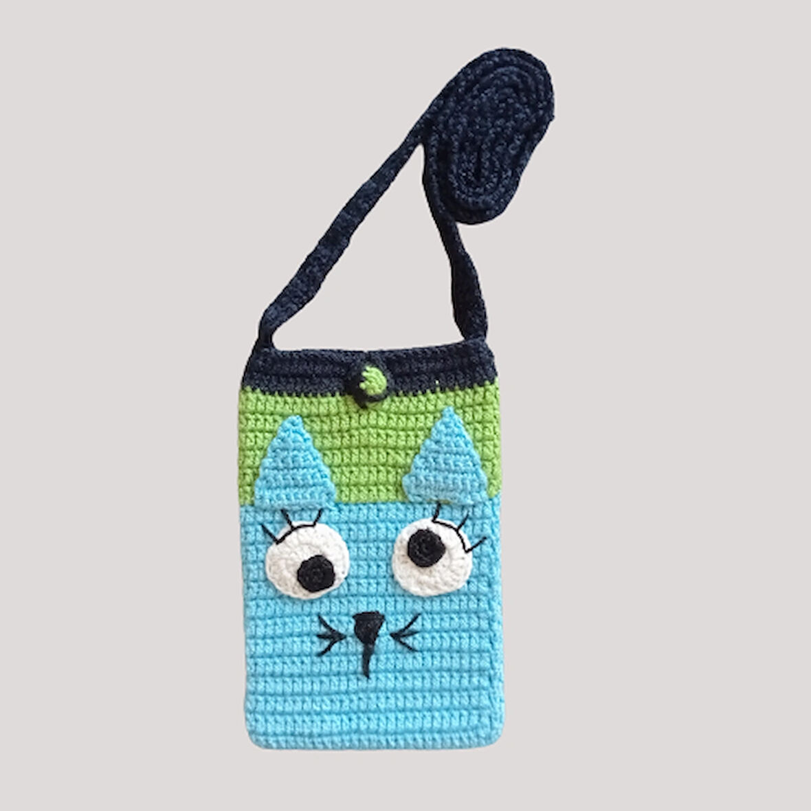 ŞAŞKIN KEDİ AMİGURUMİ TELEFON ÇANTASI