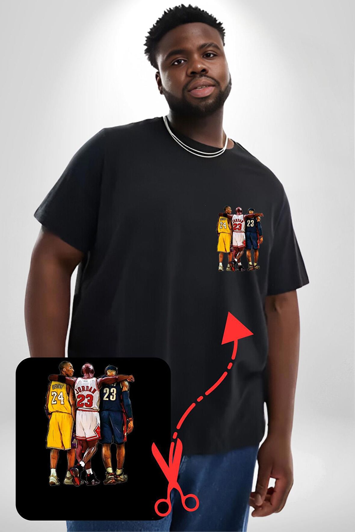 Basketbol Braynt Kobe  Siyah Büyük Beden Kadın Basic Minimal Baskılı Tişört
