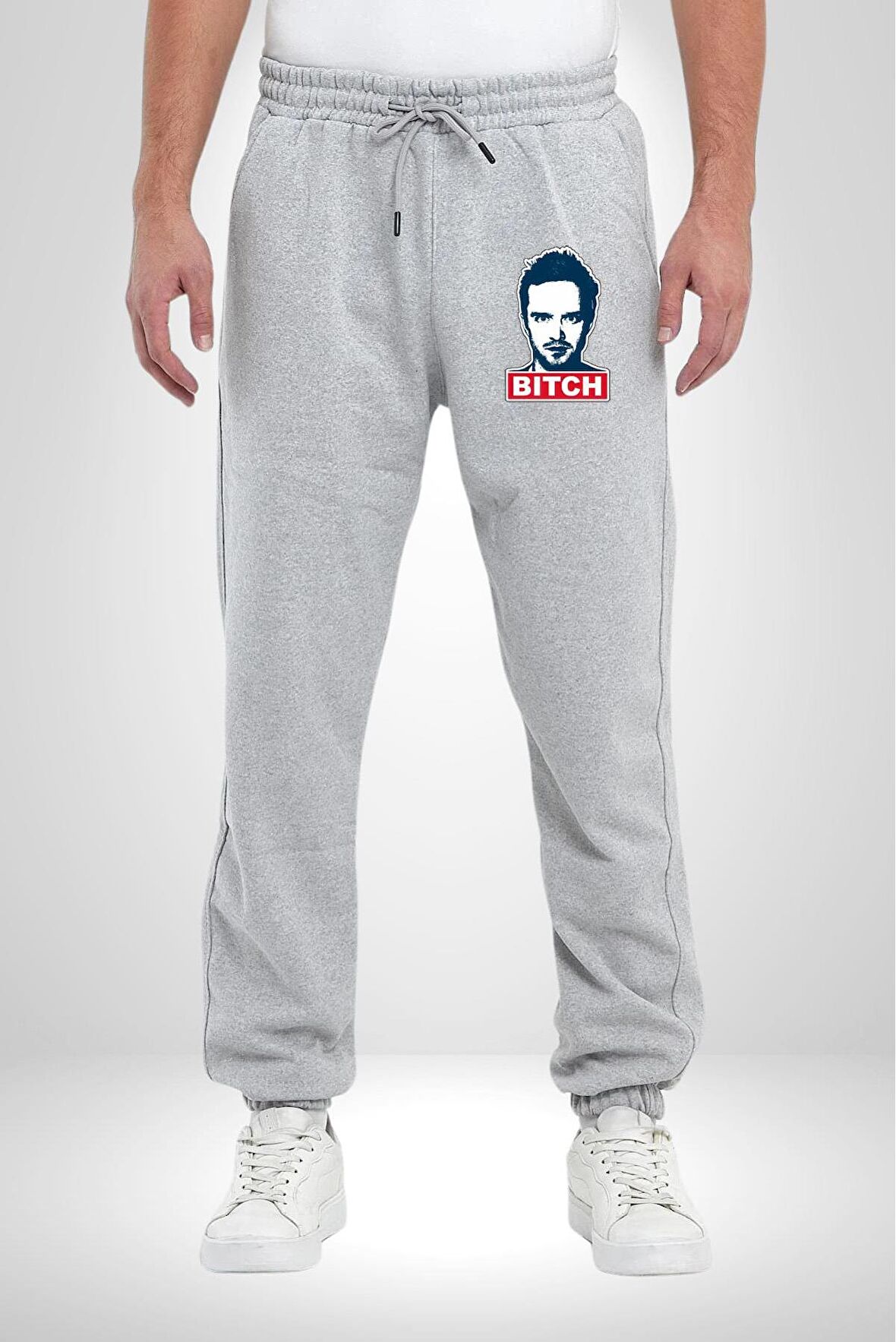 Breaking Bad Pamuklu 3 İplik Gri Eşofman Altı Erkek Oversize Kesim Dijital Baskılı