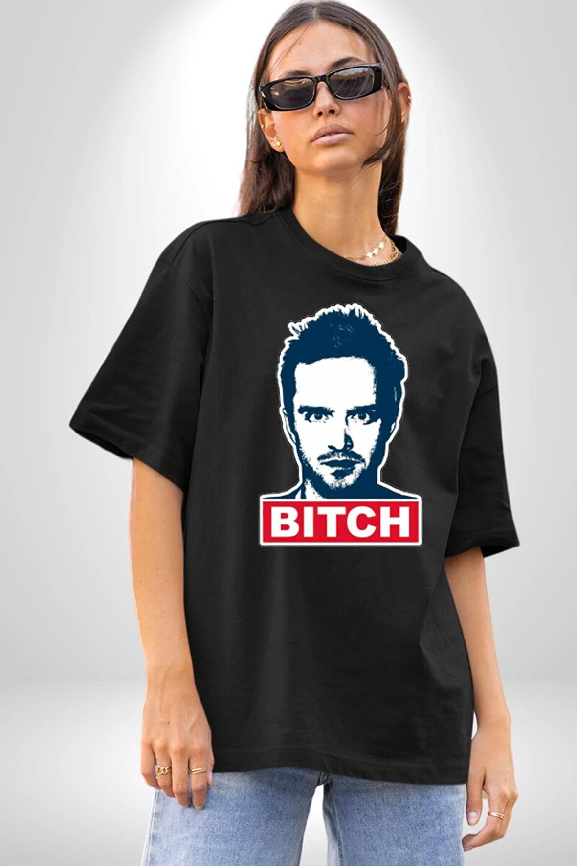 Breaking Bad Pamuklu Bisiklet Yaka Kadın Erkek Oversize Boyfriend Dijital Baskılı Siyah T-shirt