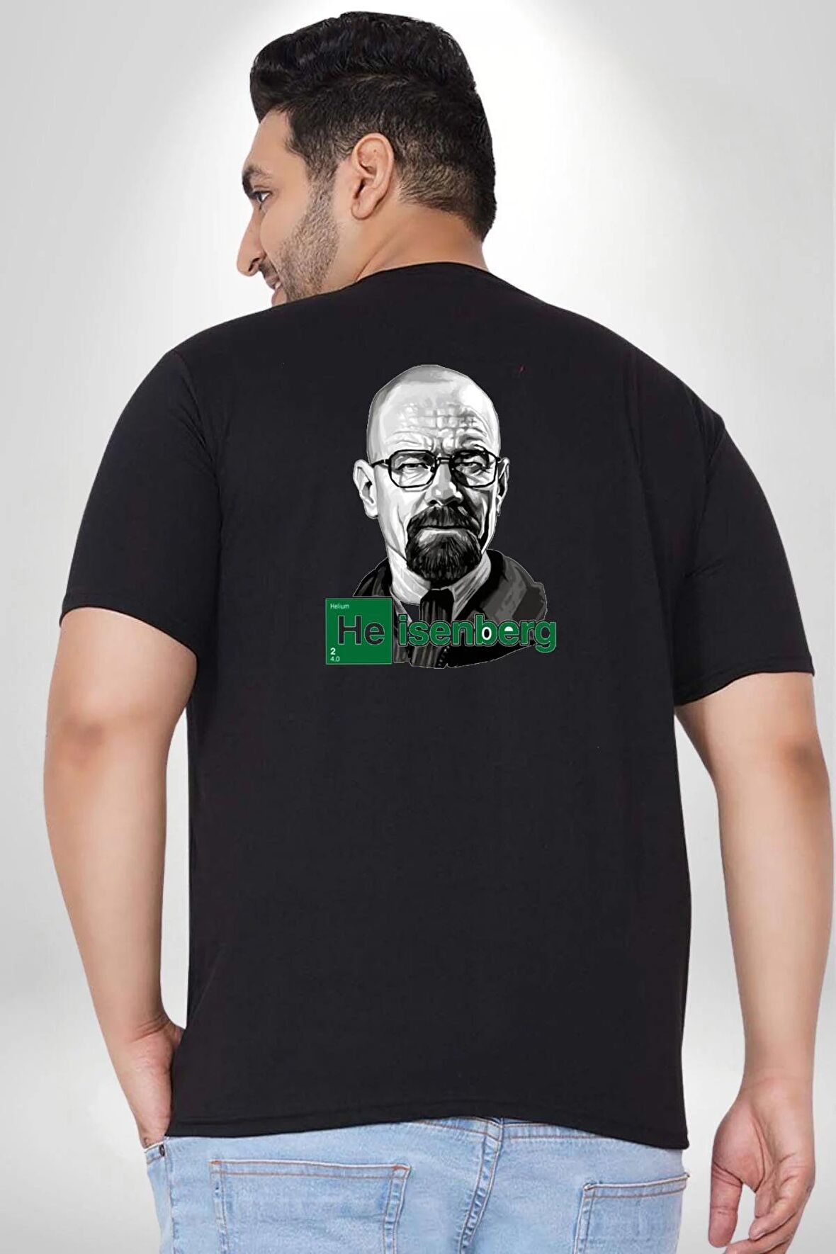 Heisenberg Breaking Bad Büyük Beden Siyah Tişört Kadın Erkek Ünisex Sırt Baskılı