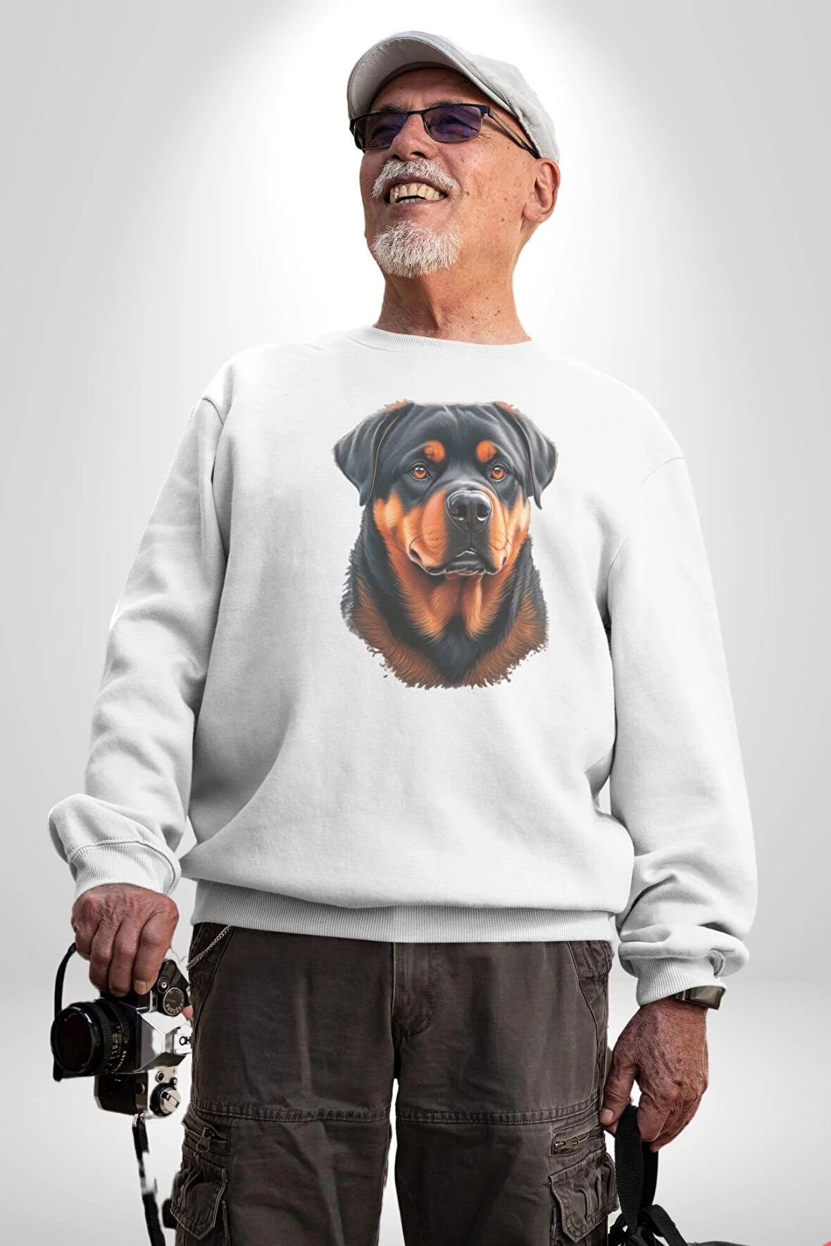 Rottweiler A Secere Kadın Erkek  Beyaz Baskılı Sweatshirt 