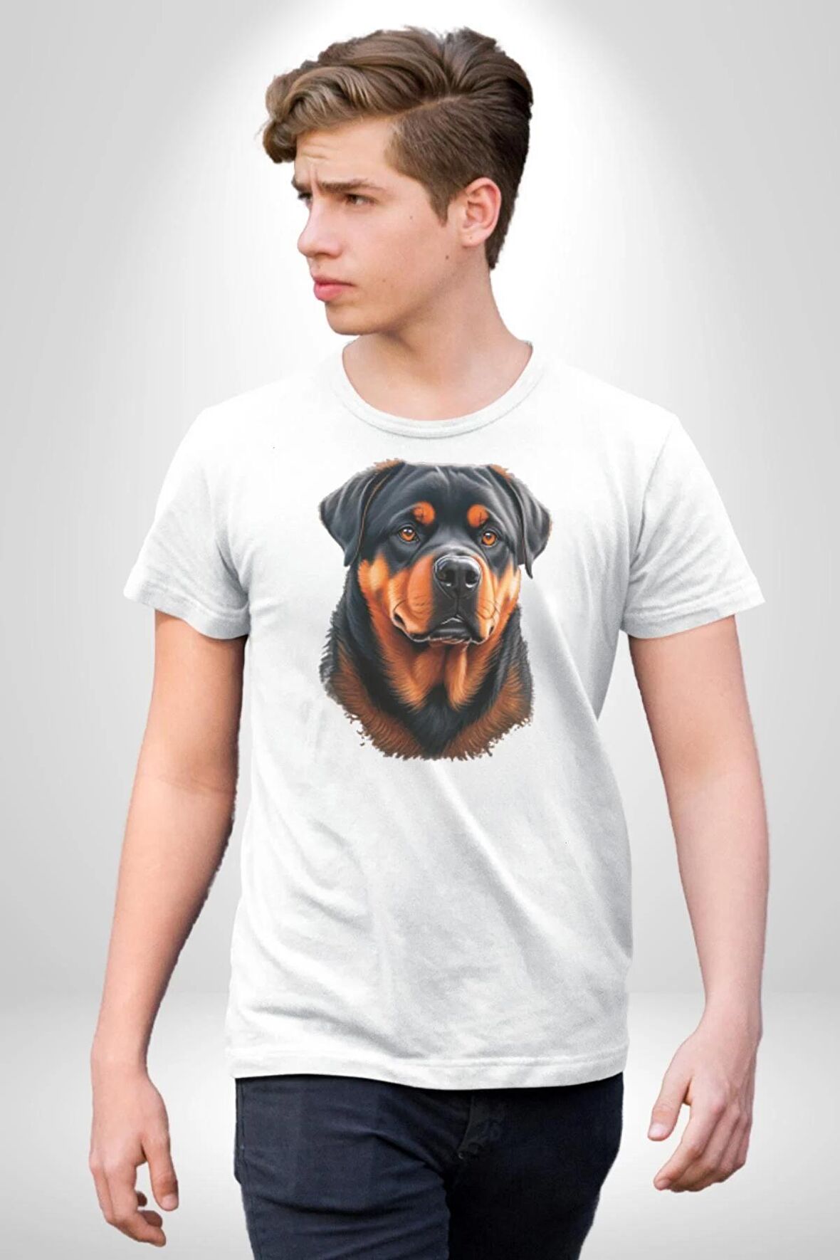 Rottweiler A Secere Kadın Erkek Unisex Beyaz Organik Baskılı T-Shirt Penye Yüksek Kalite