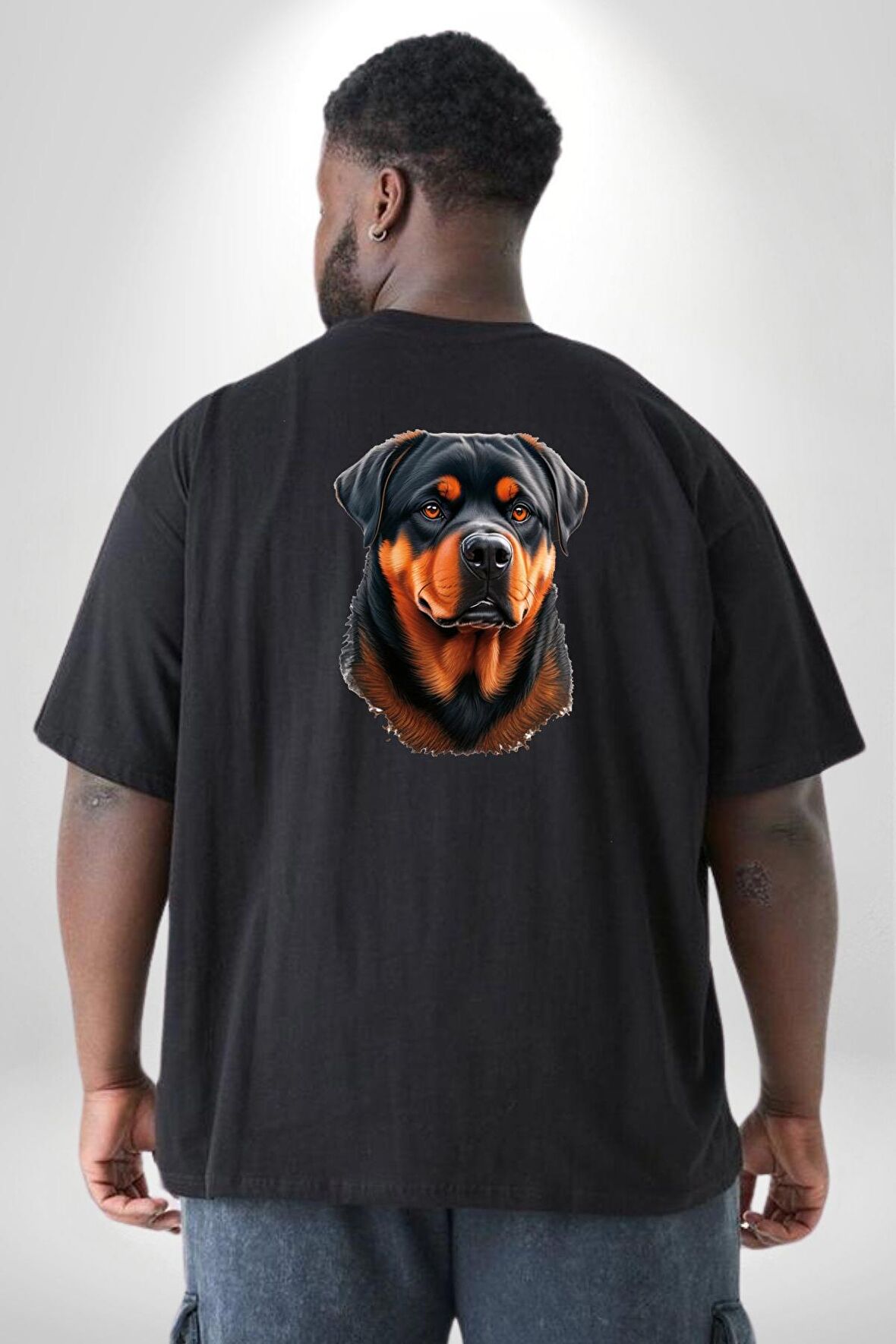 Rottweiler A Secere Büyük Beden Siyah Tişört Kadın Erkek Ünisex Sırt Baskılı