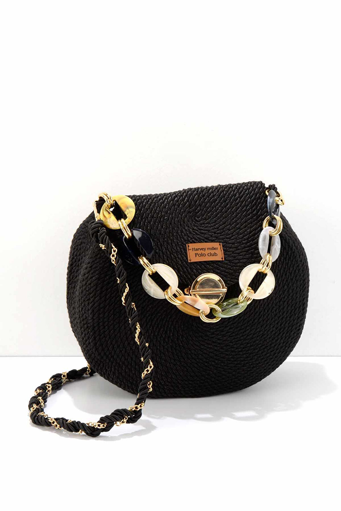 Siyah Örgü  Kadın Postacı Çanta C06619614016