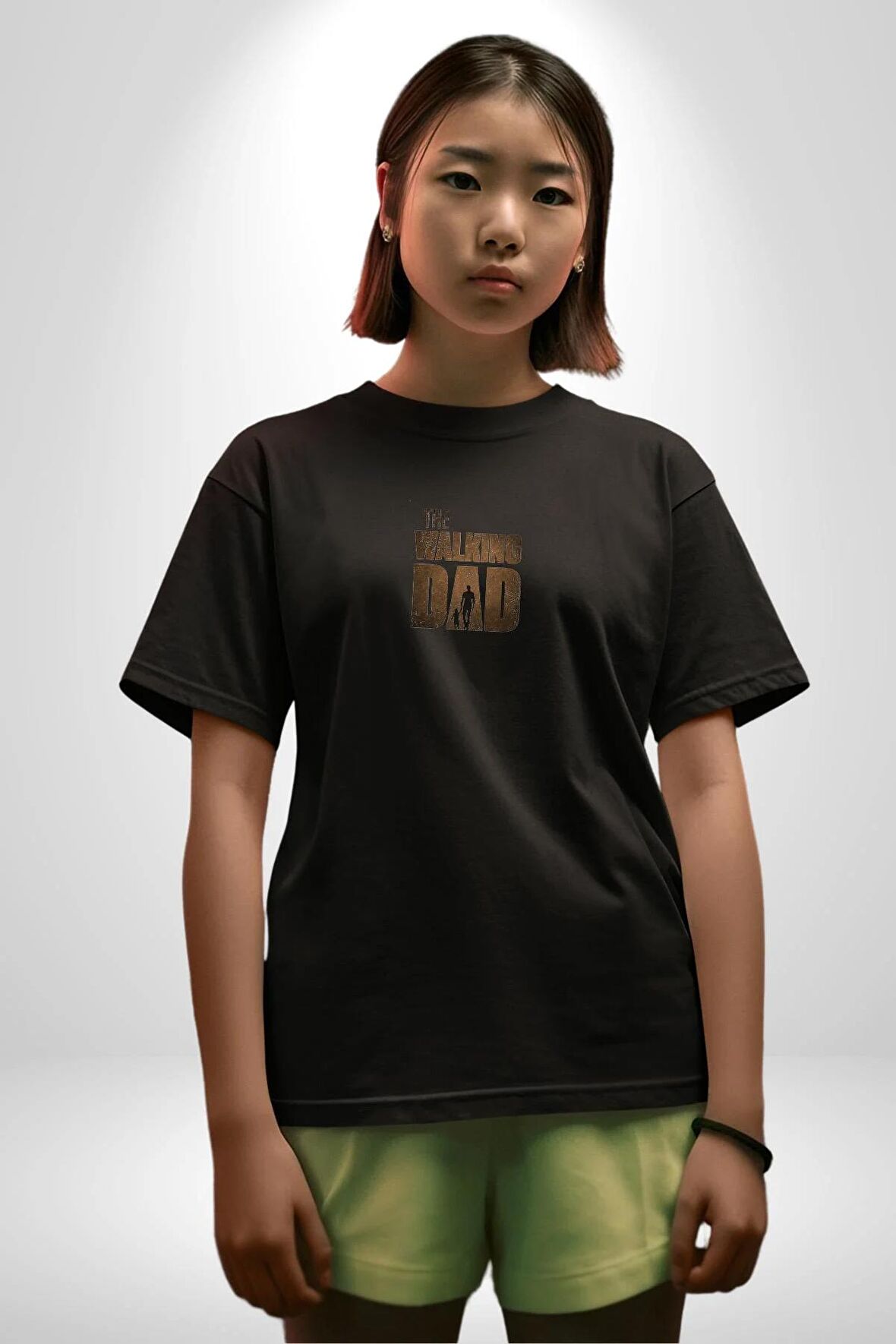 The Walking Dead  Siyah Oversize Kadın Erkek Ön Orta Minimal Baskılı Tişört