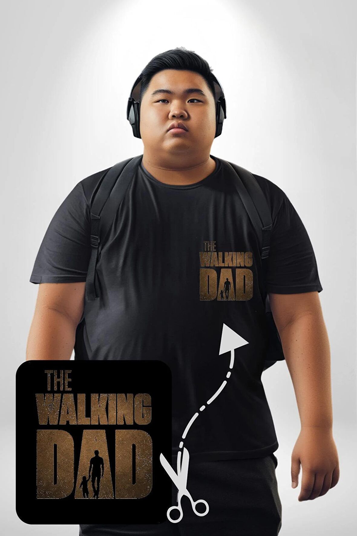 The Walking Dead  Siyah Büyük Beden Kadın Basic Minimal Baskılı Tişört