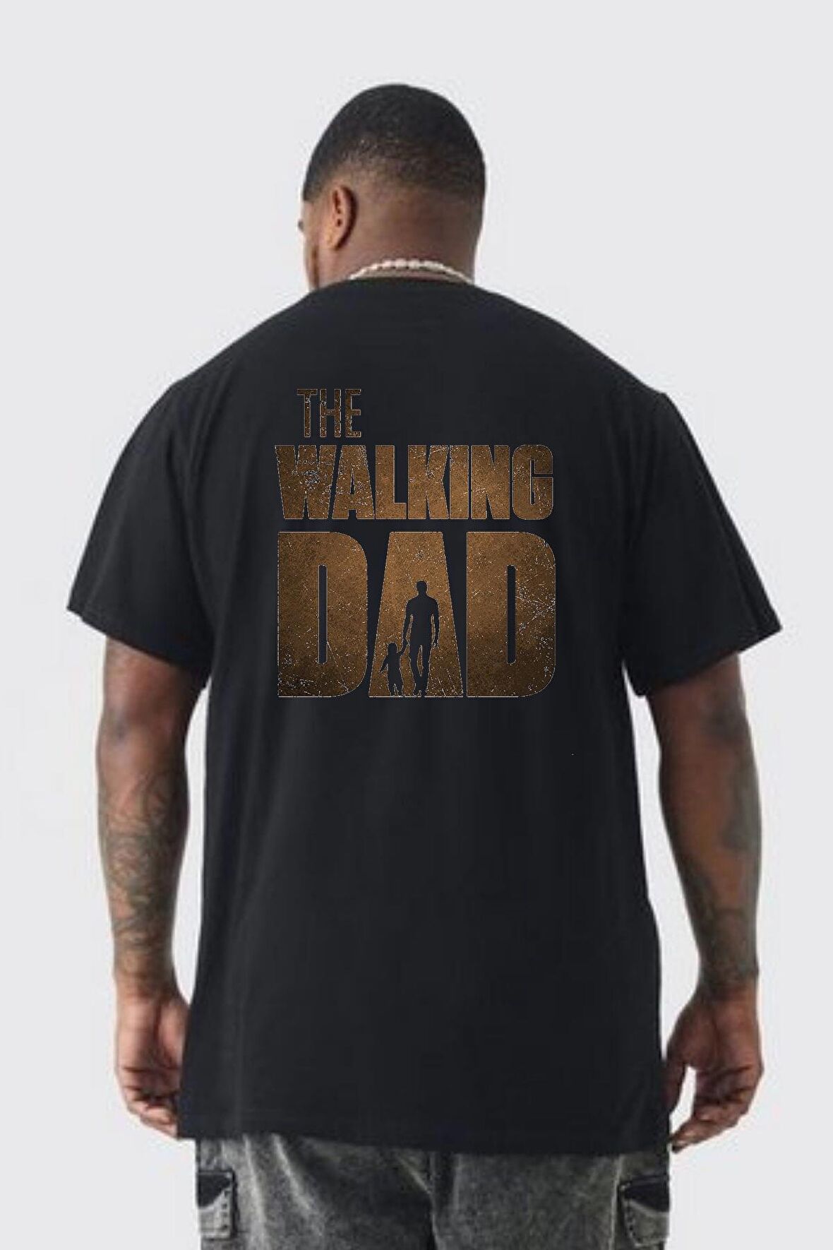 The Walking Dead  Büyük Beden Siyah Tişört Kadın Erkek Ünisex Sırt Baskılı