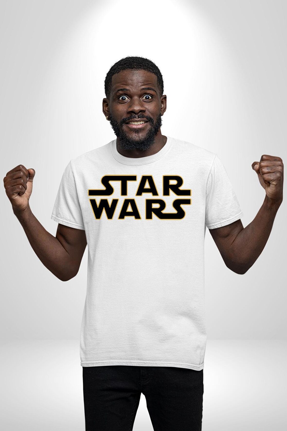 Star Wars  Kadın Erkek Unisex Beyaz Organik Baskılı T-Shirt Penye Yüksek Kalite