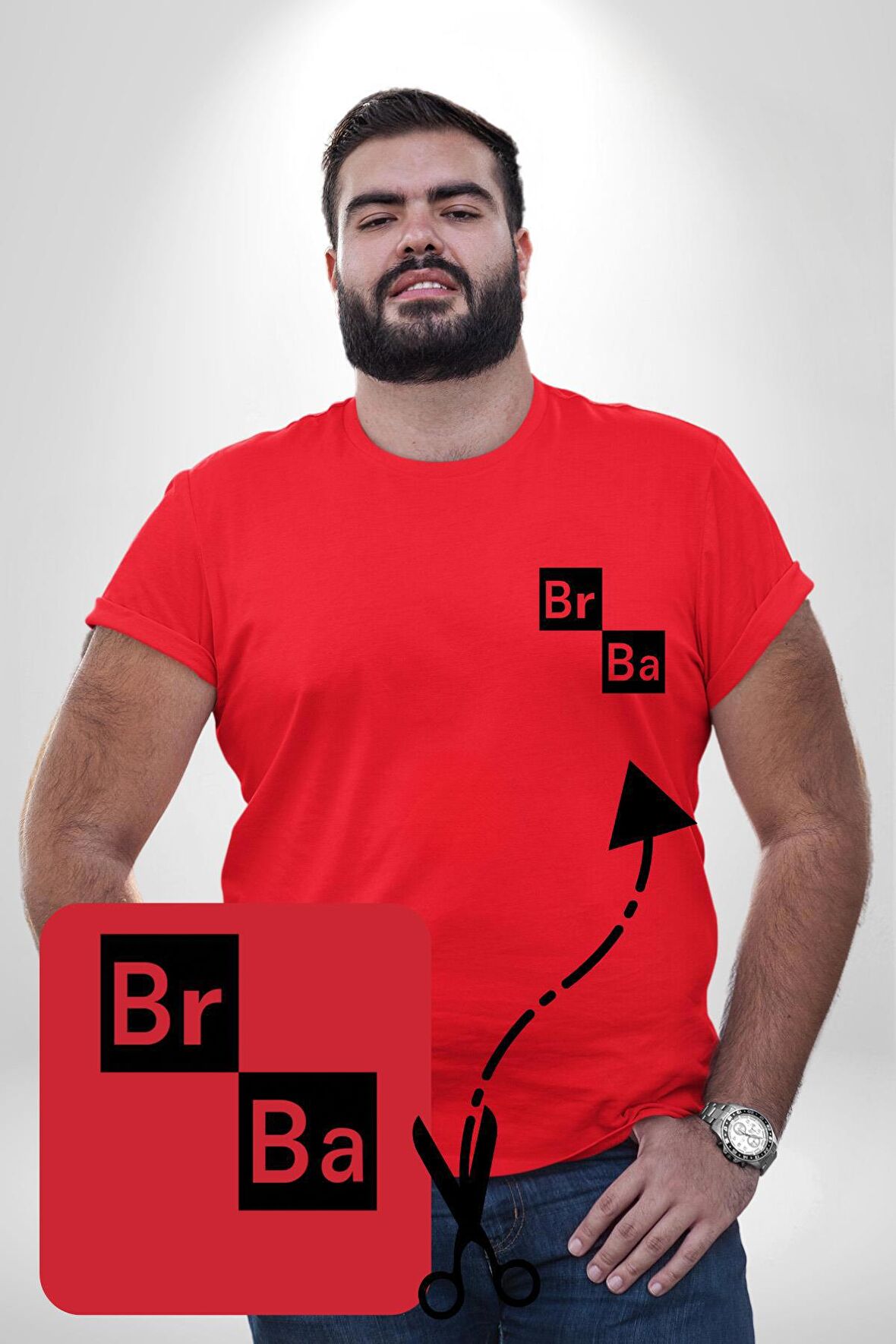Br Ba Kimya Breaking Bad Kırmızı Büyük Beden Kadın Basic Minimal Baskılı Tişört