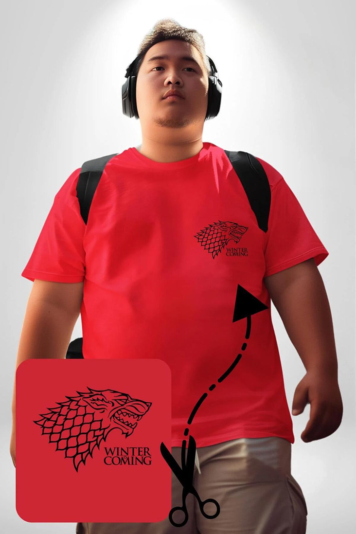 Winter is Coming Game of Thrones  Kırmızı Büyük Beden Kadın Basic Minimal Baskılı Tişört