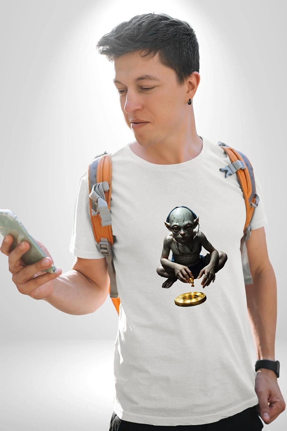 Bitcoin Noble Yüzüklerin Efendisi  Kadın Erkek Unisex Beyaz Organik Baskılı T-Shirt Penye Yüksek Kalite