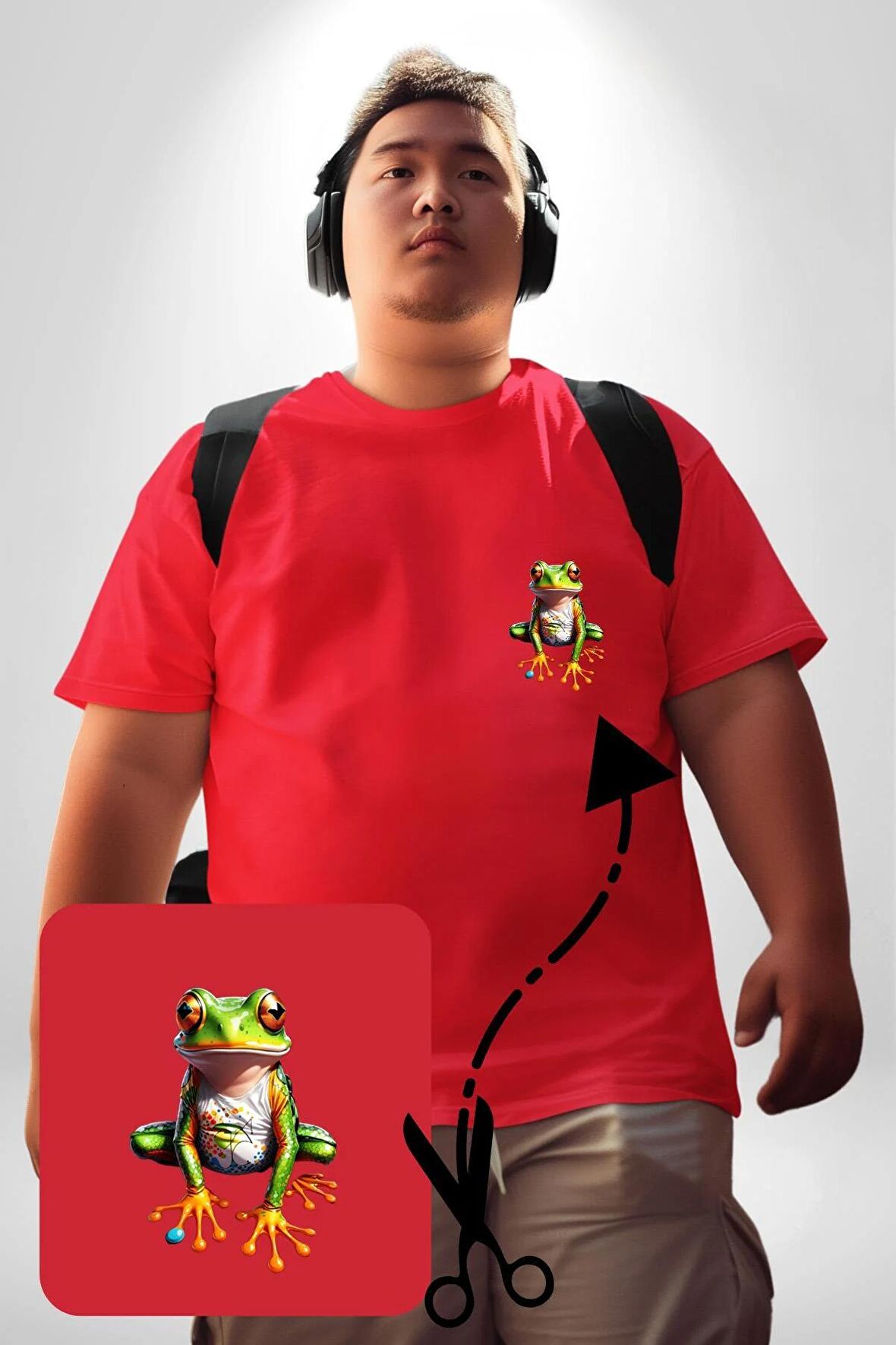 Frog Kurbağa Prens  Kırmızı Büyük Beden Kadın Basic Minimal Baskılı Tişört