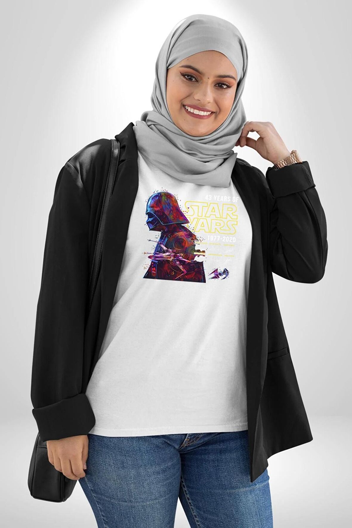 Star Wars Oyuncuları İmzaları  Kadın Erkek Unisex Beyaz Organik Baskılı T-Shirt Penye Yüksek Kalite
