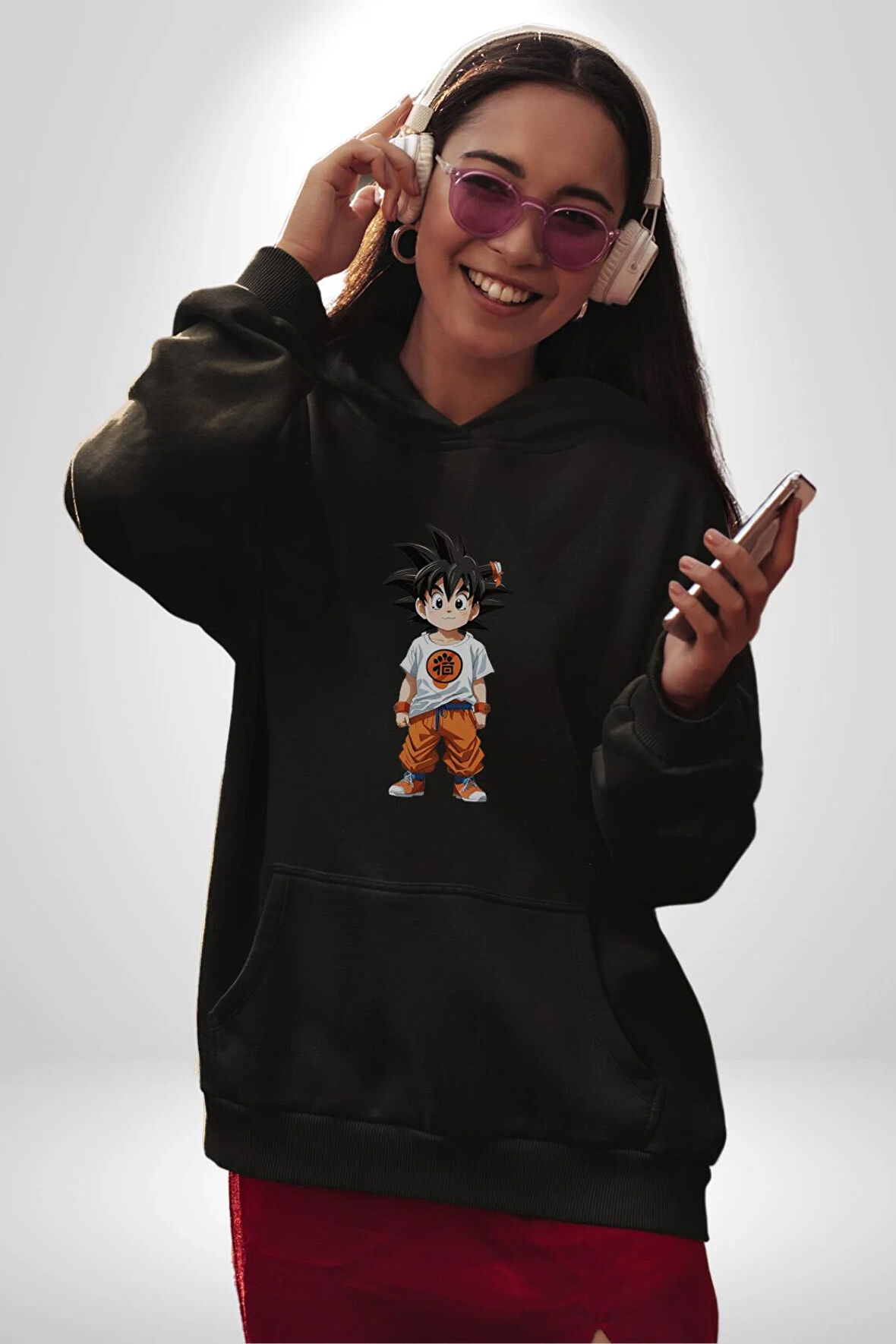 Çizgifilm  Goku Anime Asya  Kadın Erkek  Siyah Kapüşonlu Sweatshirt Hoodie