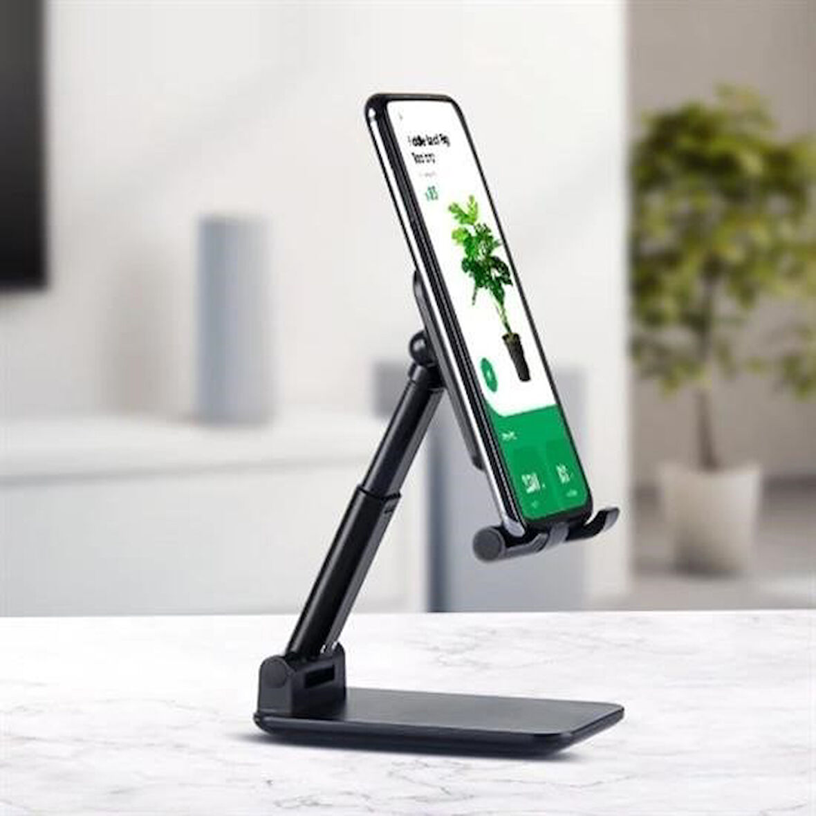  Siyah Aynalı Cep Telefonu Sabitleyici Stand Katlanabilir Ayarlanabilir Telefon Standı