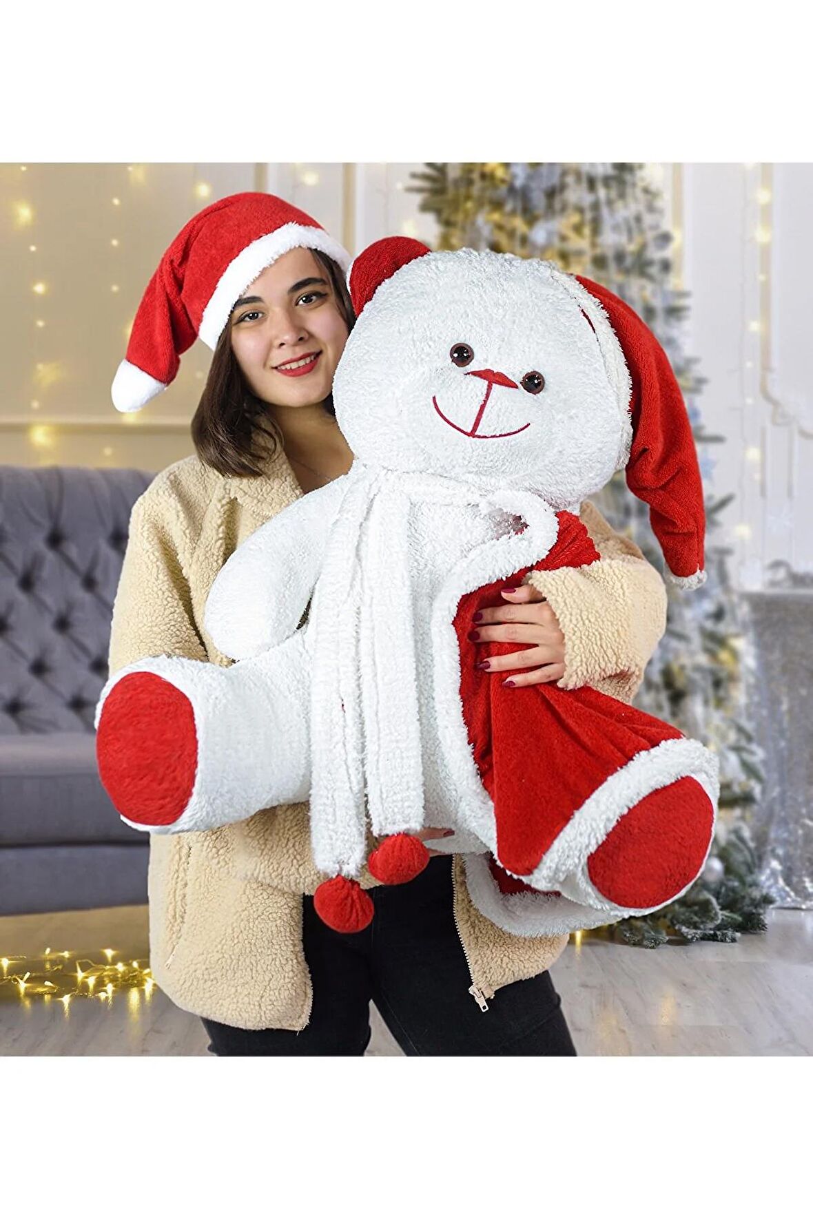 80 Cm Noel Baba Pelerinli Ayıcık Yeni Yıl ,yılbaşı Hediyesi