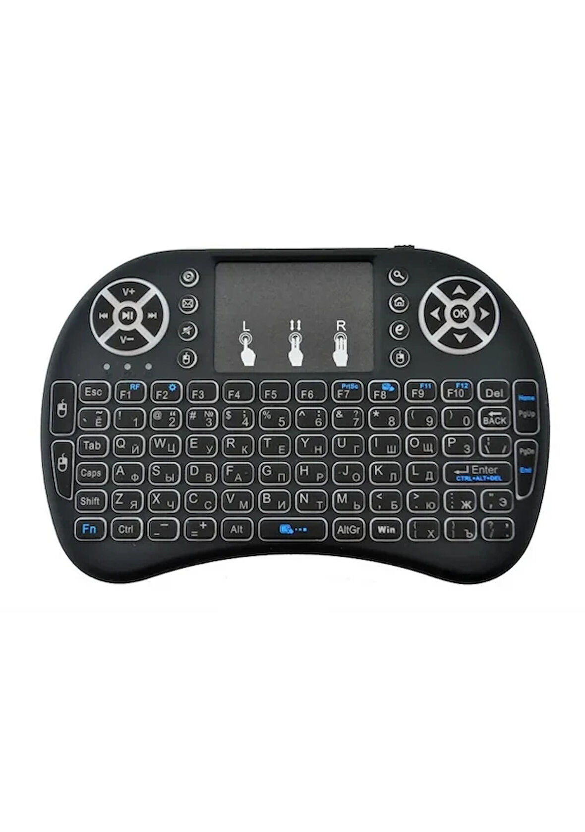 Smart Tv Box Ps3 Uyumlu Kablosuz Dokunmatik Işıklı Şarjlı Touchpadli Mini Q Klavye