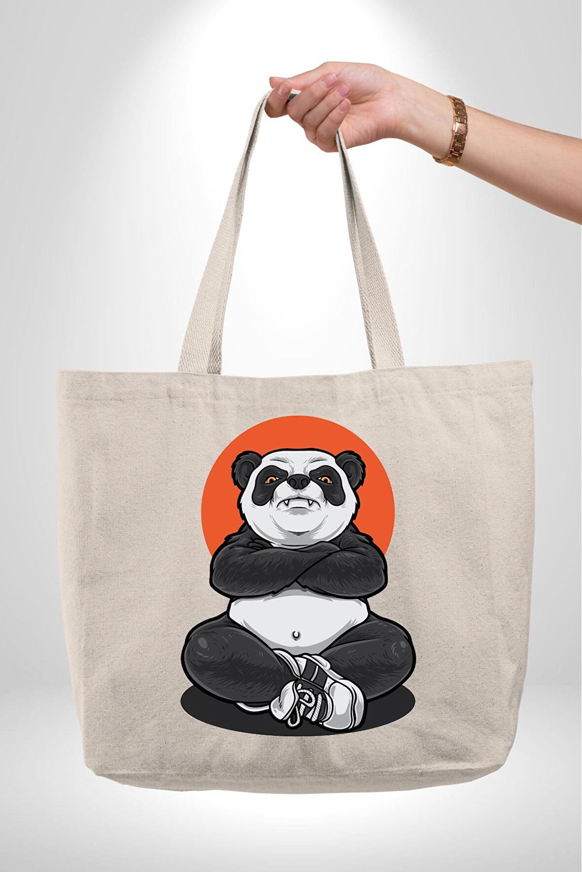 Yoga Panda 47X36x8 Kadın Erkek Çocuk Kanvas Körüklü Büyük Boy Çanta