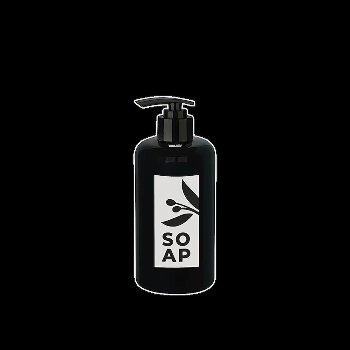 Sıvı Sabunluk Yuvarlak Plastik Pompalı 500 Ml - Siyah