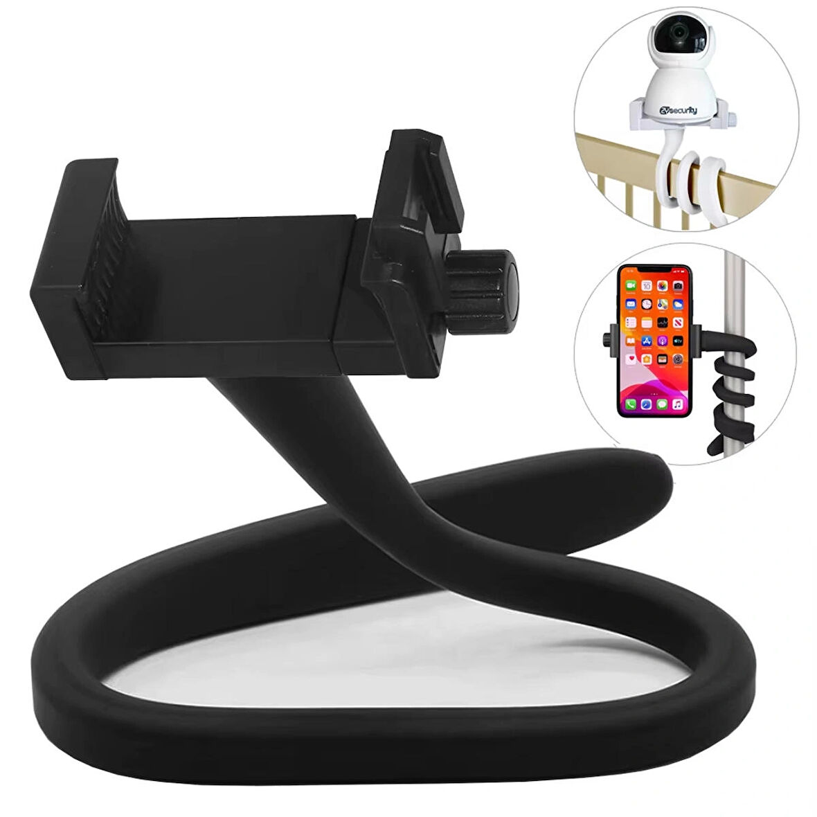 Microcase Esnek Web Kamera Bebek Kamerası Telefon Tutucu - SİYAH AL5143