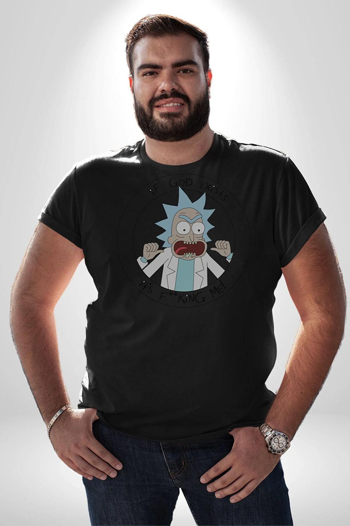 Rick And Morty Çıkmak İstiyorsan Beni Öldürmen Gerek Kadın Erkek Unisex Siyah Organik Baskılı T-Shirt Penye Yüksek Kalite