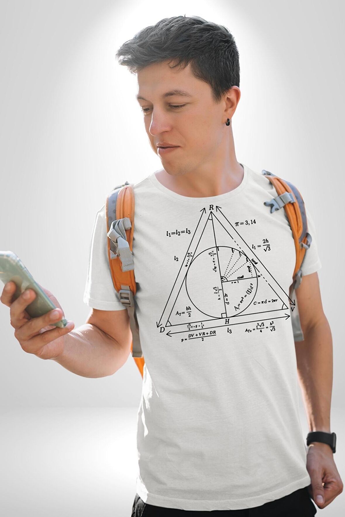 Pisagor Çember Matematik Kadın Erkek Unisex Beyaz Organik Baskılı T-Shirt Penye Yüksek Kalite
