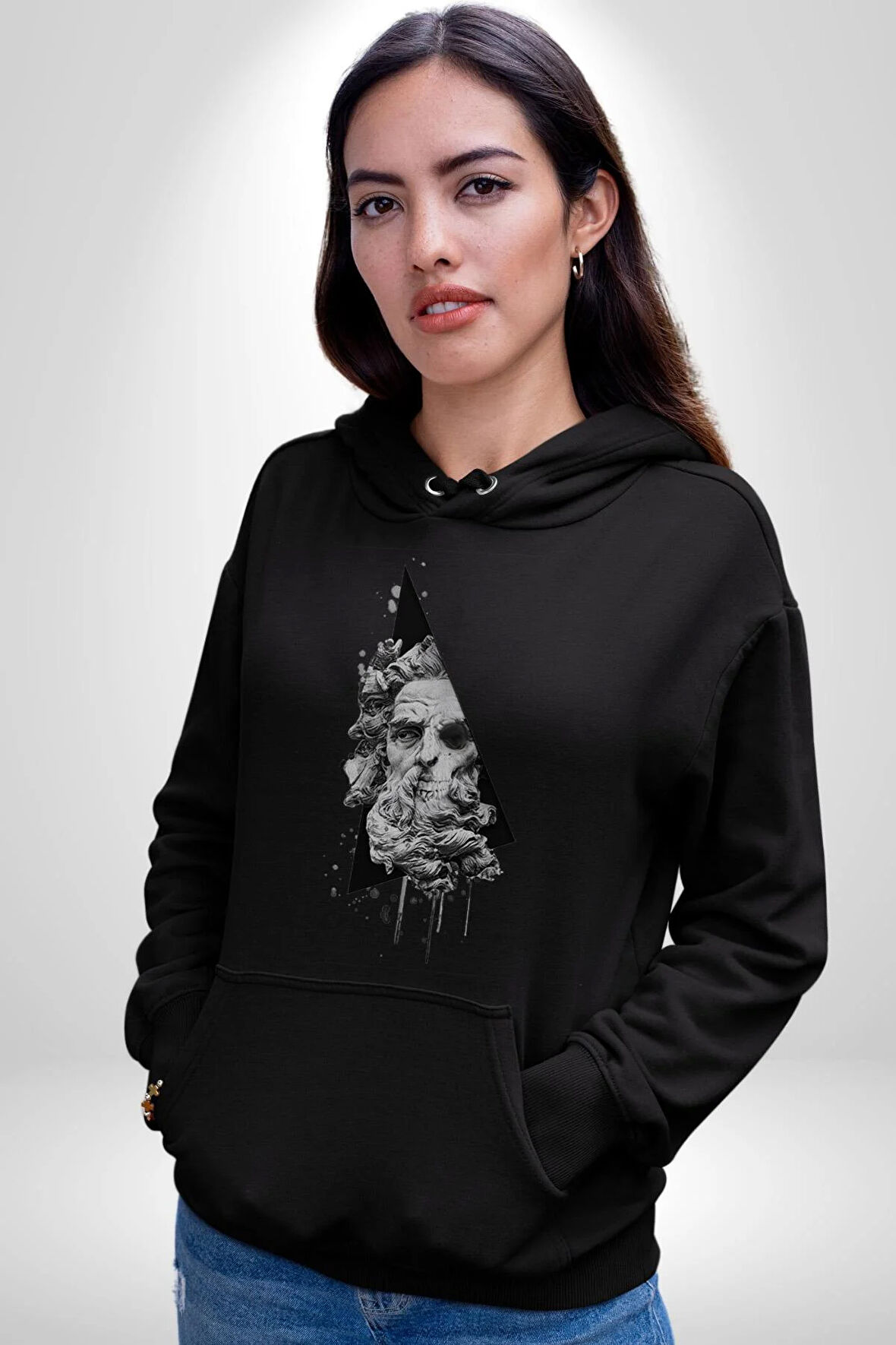 Poseidon Felsefe  Kadın Erkek  Siyah Kapüşonlu Sweatshirt Hoodie