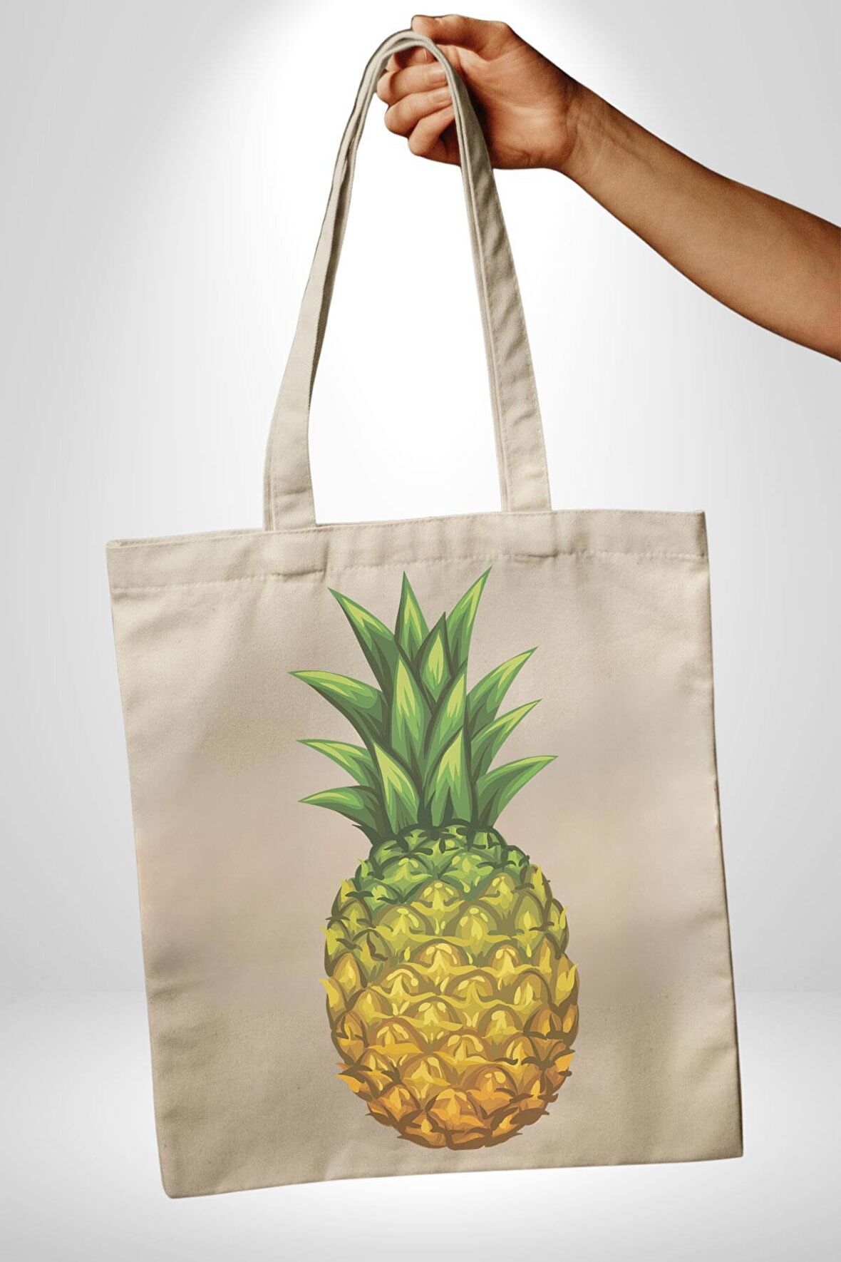 Ananas Meyve 35X40 Kadın Erkek Çocuk Ham Bez Çanta