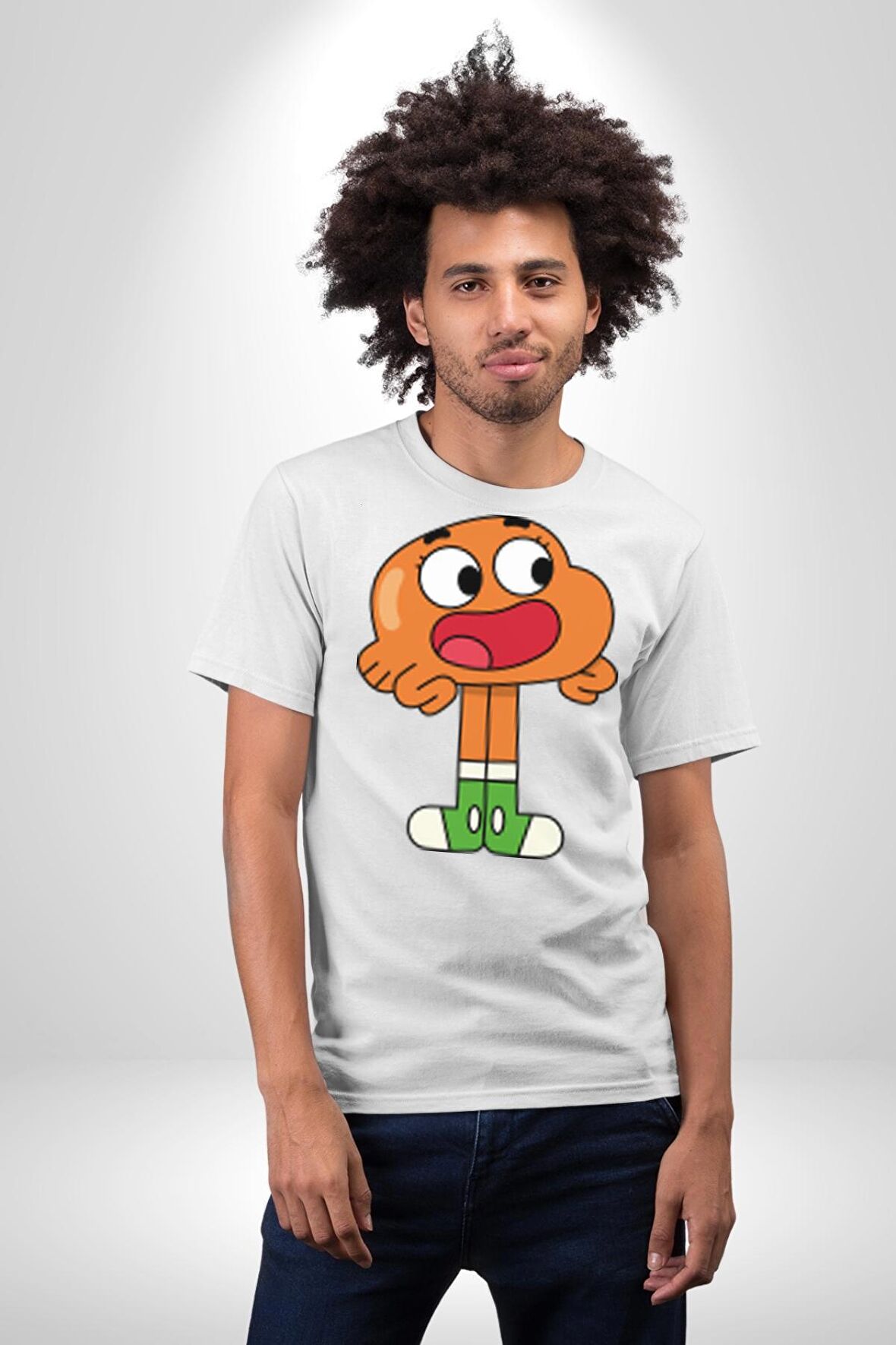 Darwin Watterson  Kadın Erkek Unisex Beyaz Organik Baskılı T-Shirt Penye Yüksek Kalite