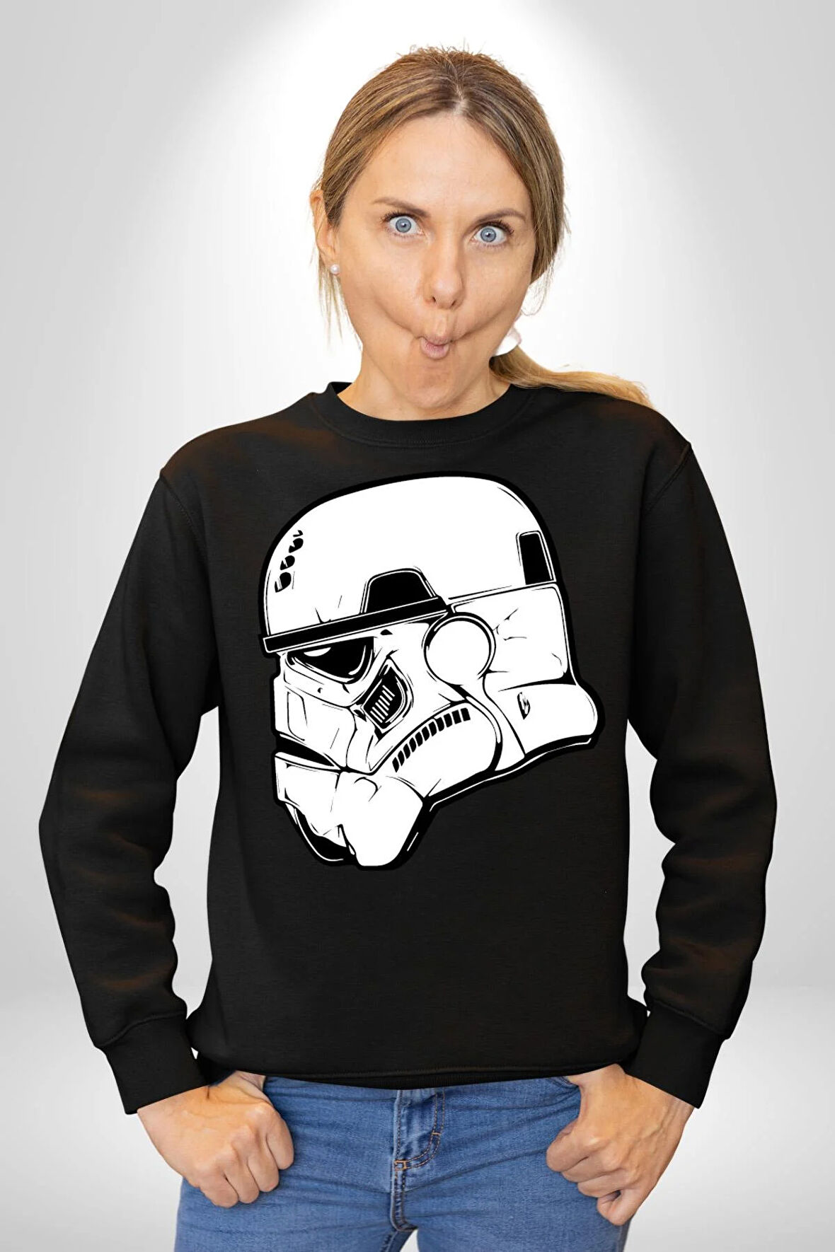 Klon Trooper Star Wars Kahramanı Kadın Erkek Siyah Sweatshirt 