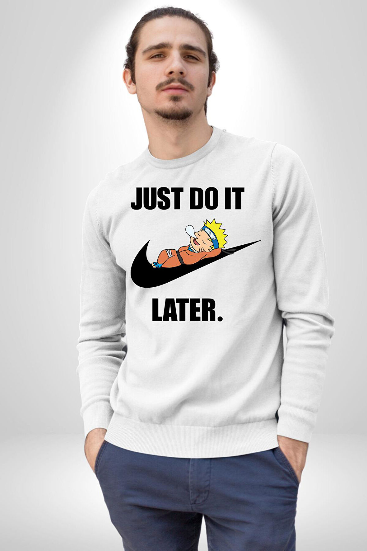 Naruto  Kadın Erkek Beyaz Sweatshirt 