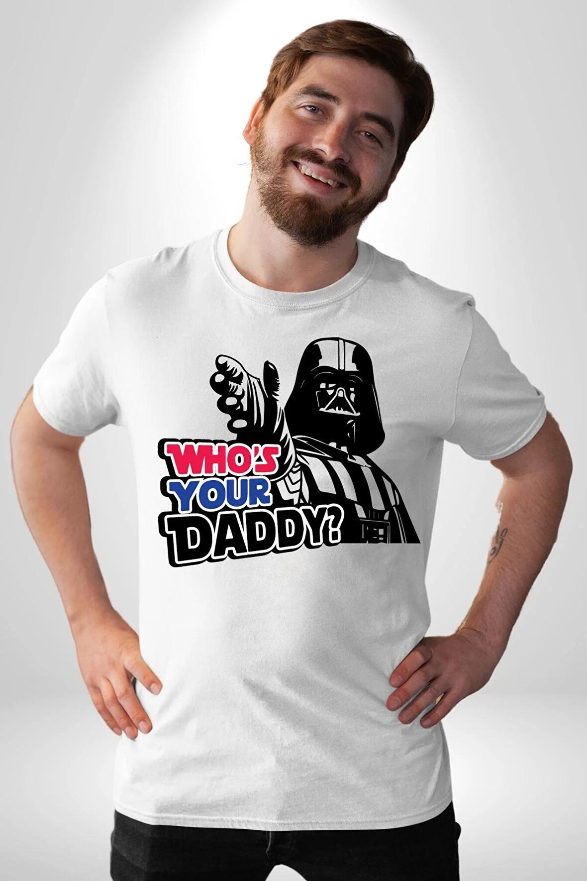 Darth Vader Senin Baban Kim ? Kadın Erkek Unisex Beyaz Organik Baskılı T-Shirt Penye Yüksek Kalite