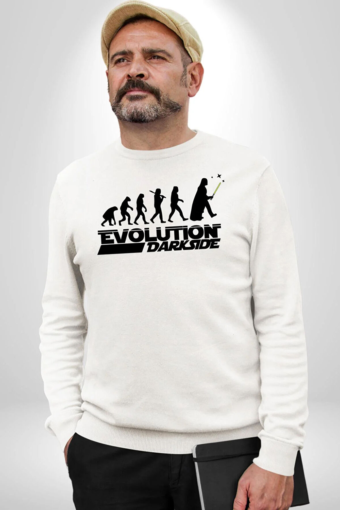 Evrim Yıldız Savaşları İnsanlık Kadın Erkek Beyaz Sweatshirt 