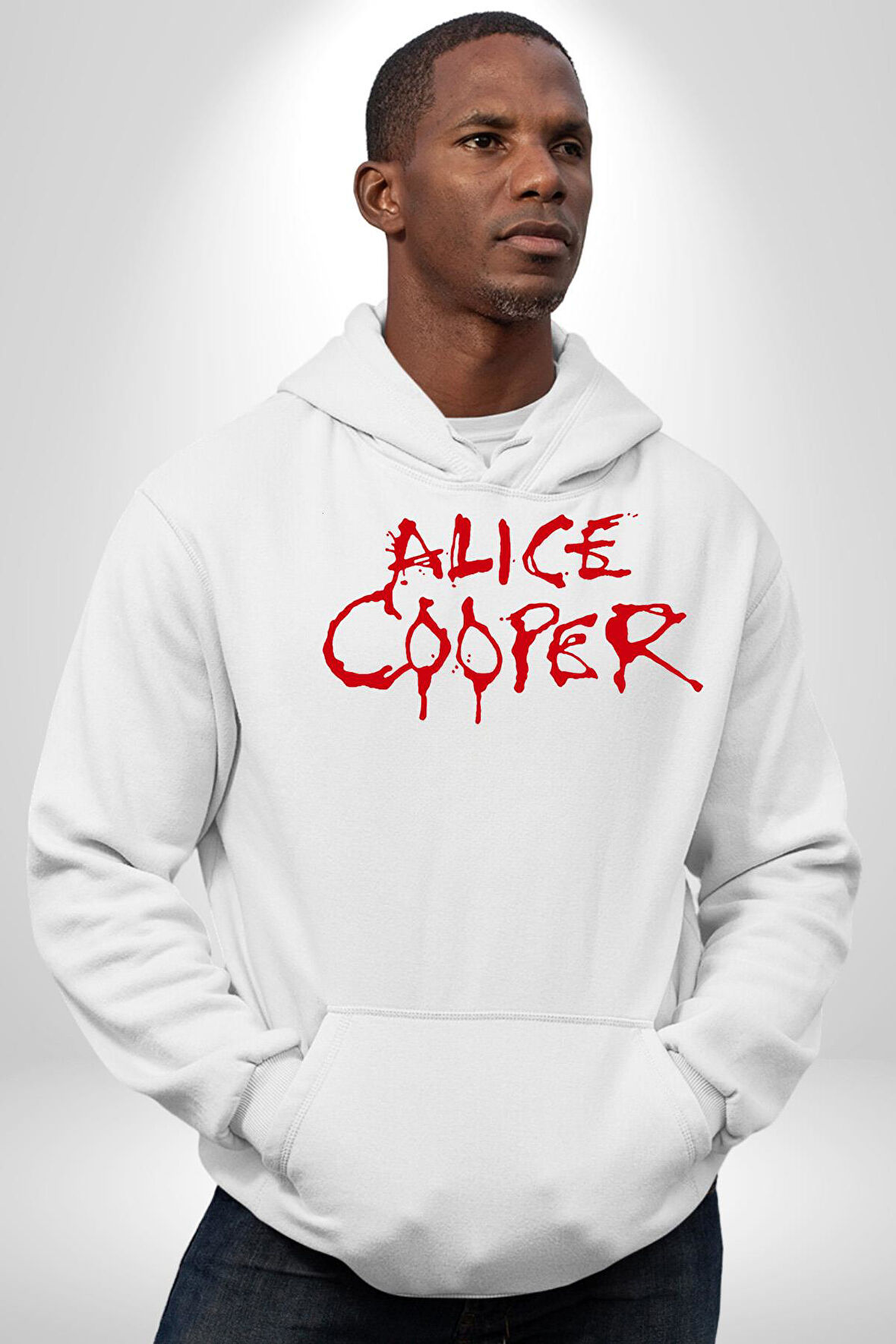 Alice Cooper Rock Solist Metalin Babası From The İnside İçeriden 1978 Kadın Erkek  Beyaz Kapüşonlu Sweatshirt Hoodie