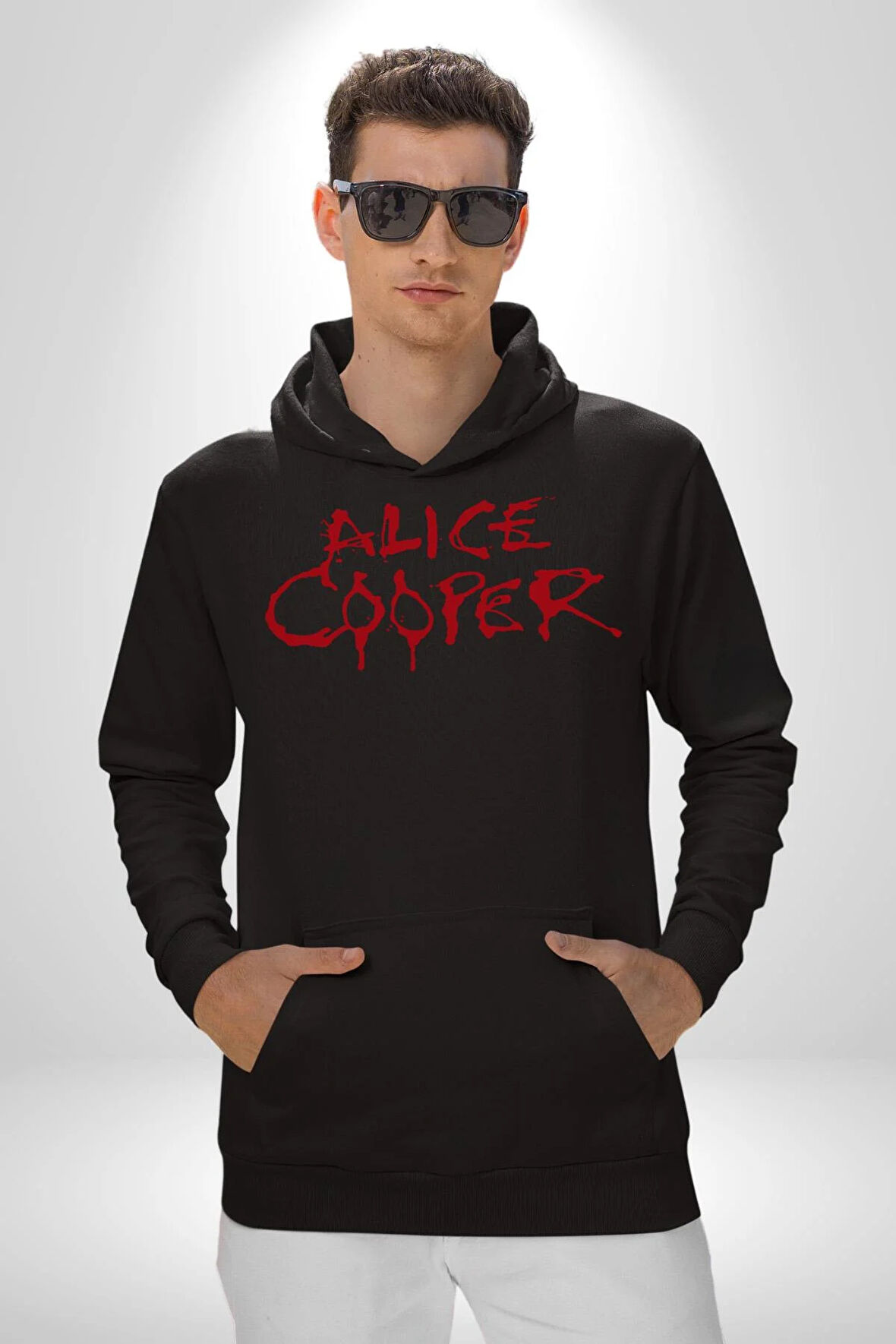 Alice Cooper Rock Solist Metalin Babası From The İnside İçeriden 1978 Kadın Erkek  Siyah Kapüşonlu Sweatshirt Hoodie