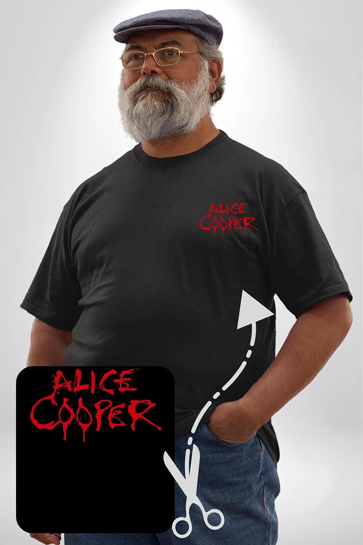 Alice Cooper Rock Solist Metalin Babası From The İnside İçeriden 1978 Siyah Büyük Beden Kadın Basic Minimal Baskılı Tişört