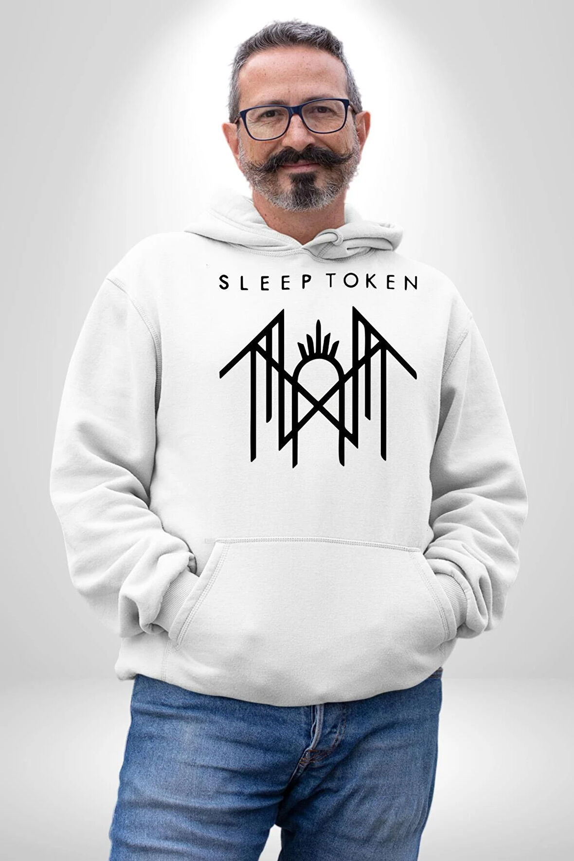 Sleep Token  Kadın Erkek  Beyaz Kapüşonlu Sweatshirt Hoodie