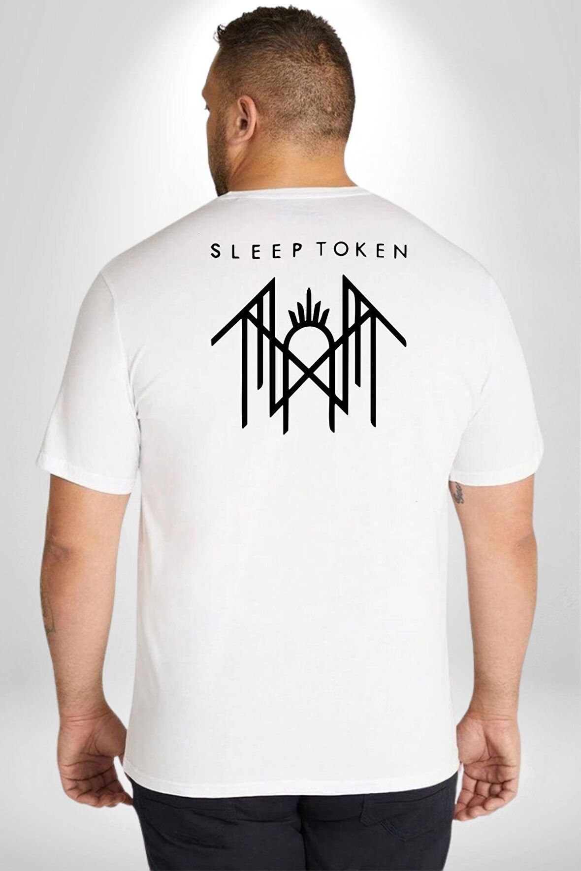 Sleep Token  Büyük Beden Beyaz Tişört Kadın Erkek Ünisex Sırt Baskılı