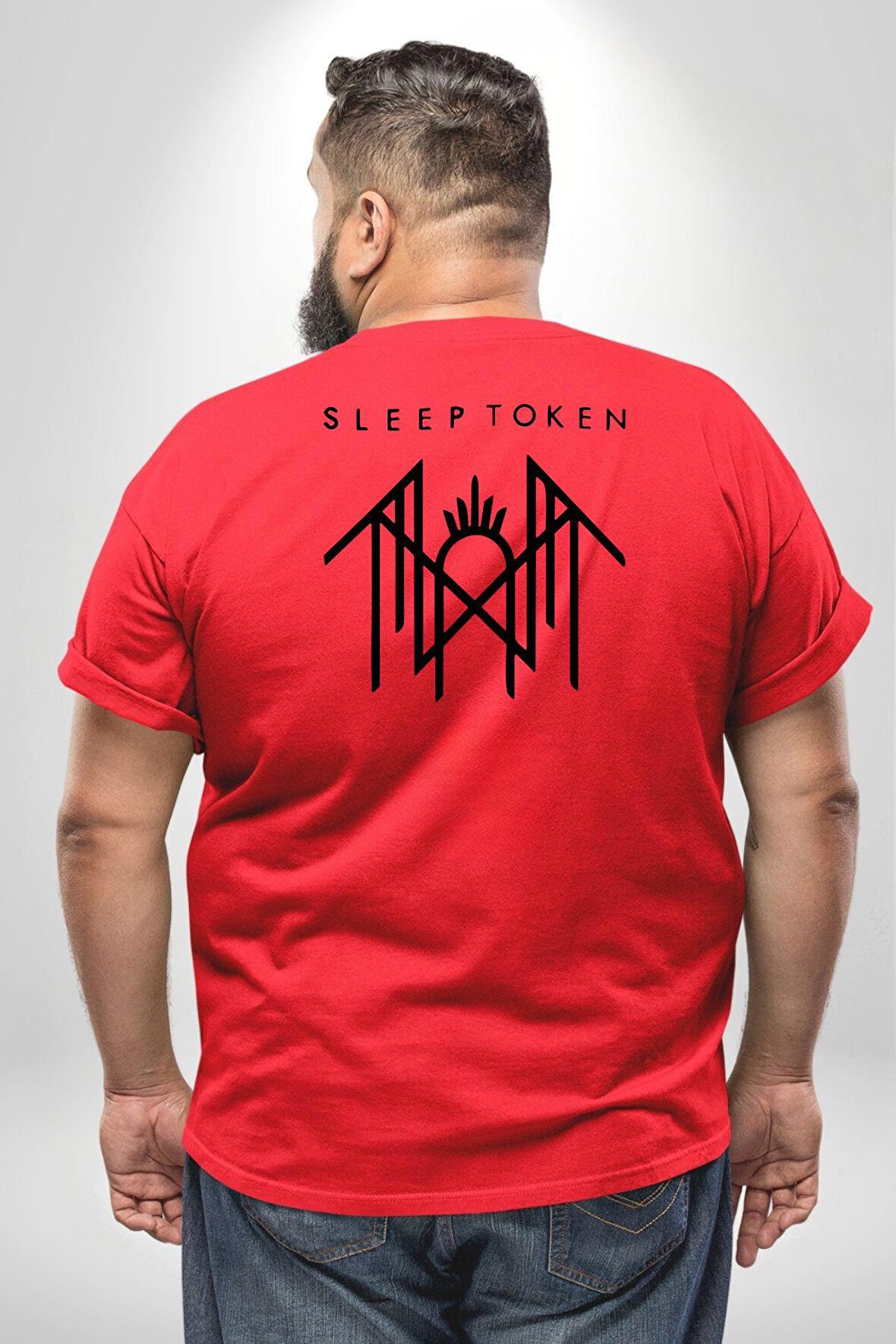 Sleep Token  Büyük Beden Kırmızı Tişört Kadın Erkek Ünisex Sırt Baskılı