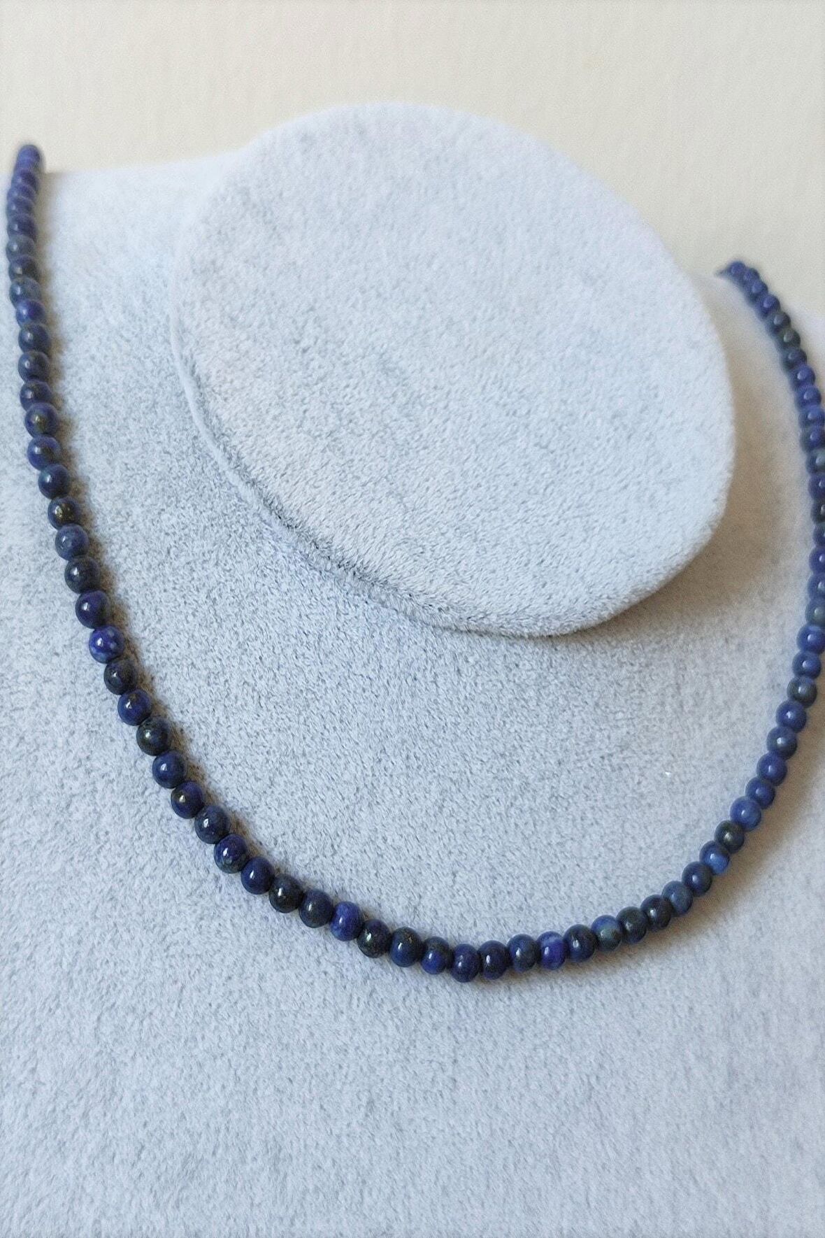 Sertifikalı 4 Mm Lapis Lazuli Doğaltaş Kolye