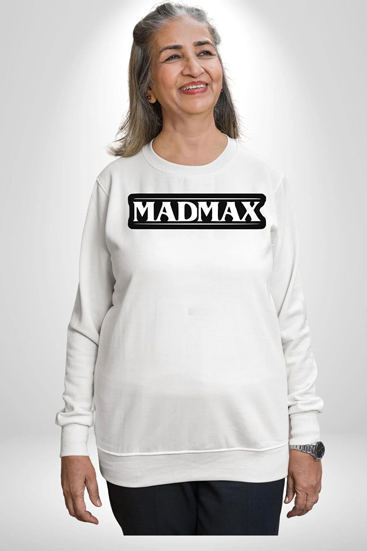 Madmax Kadın Erkek Beyaz Sweatshirt 