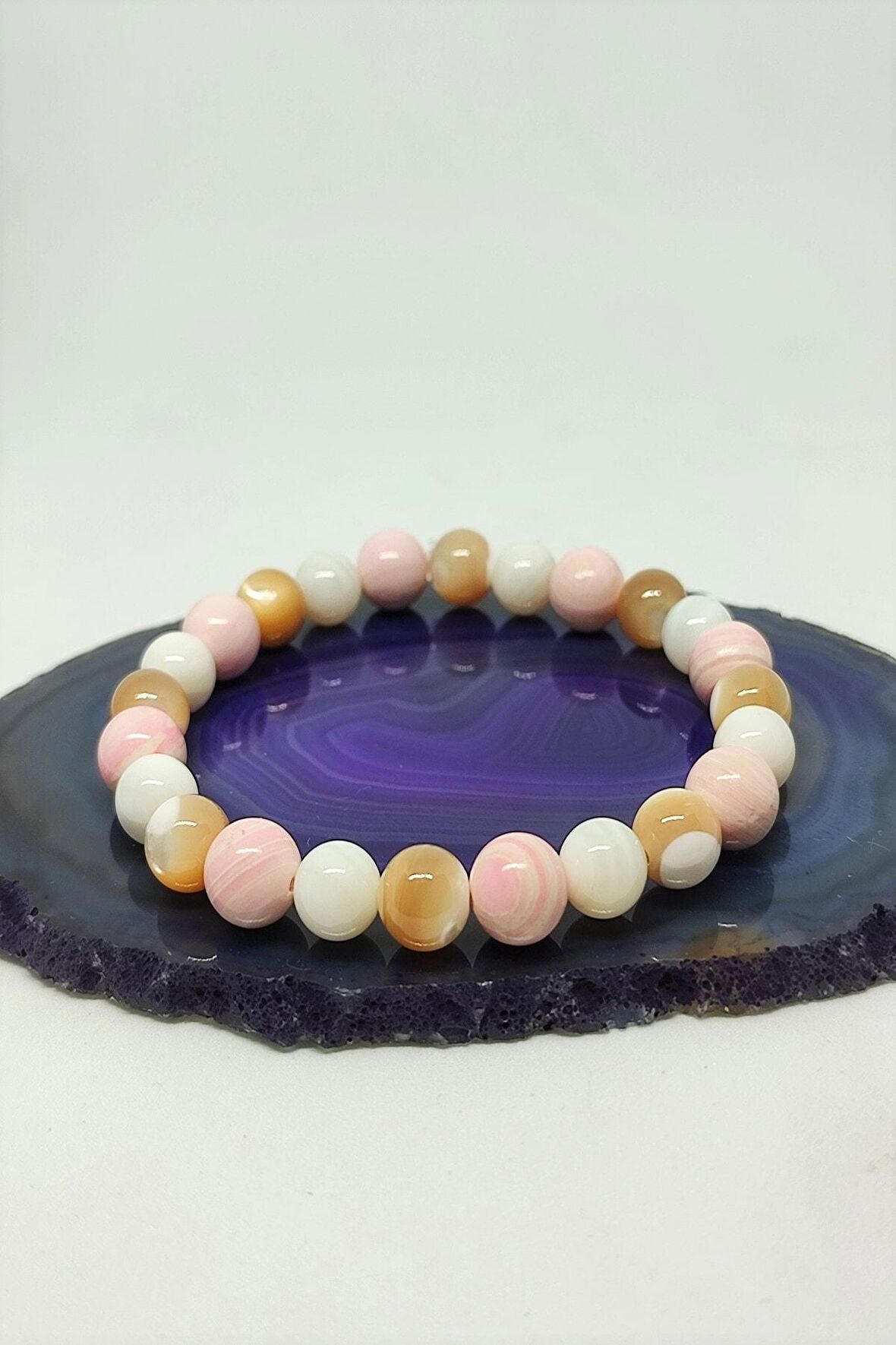 Sertifikalı Renkli Sedef Doğaltaş Bileklik